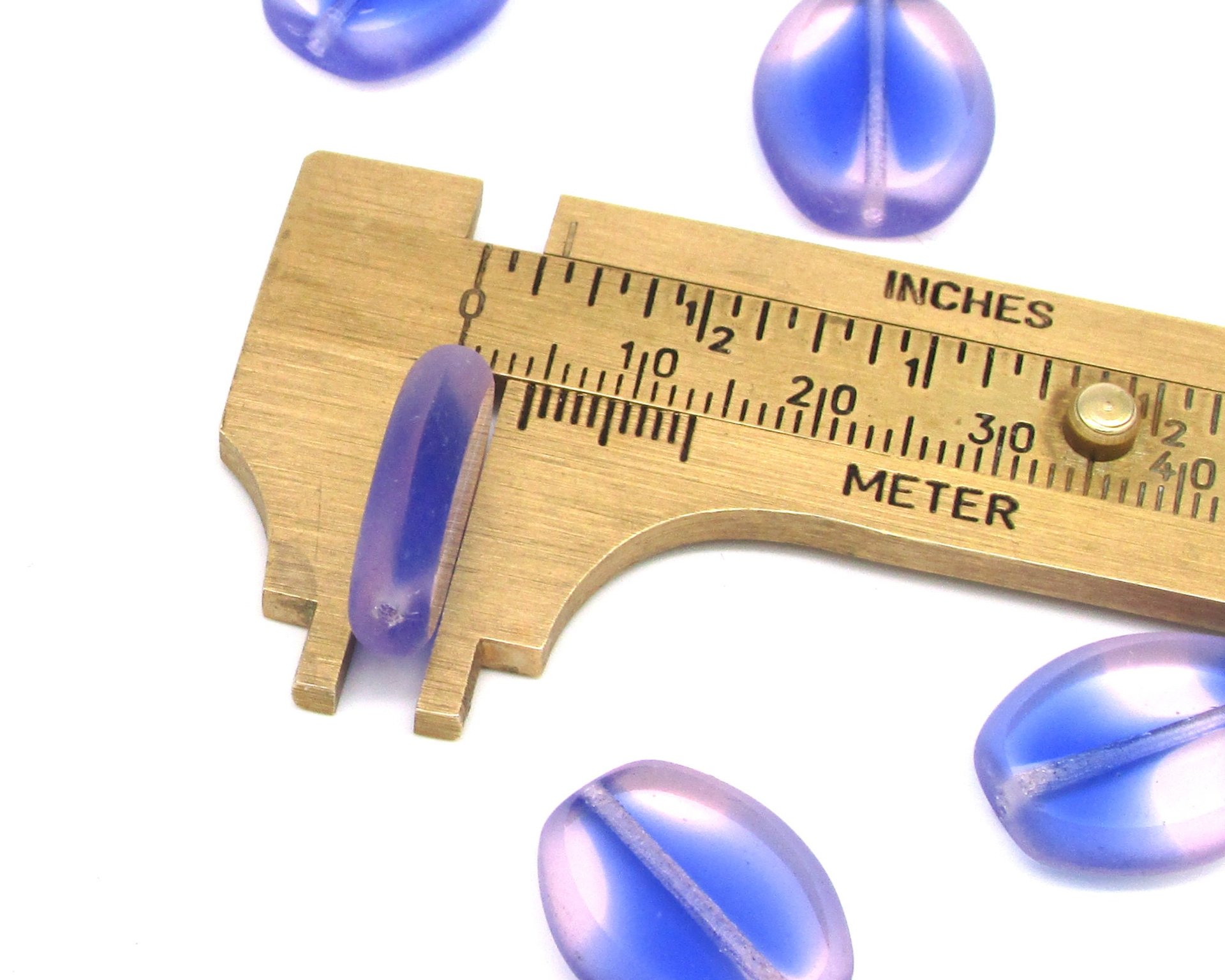 17x14.5mm Flat Oval Window Beads, Sapphire and Light Rose Czech Glass (16)