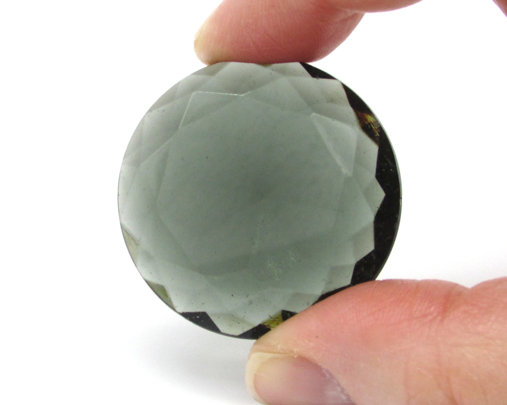 32mm Rhinestone Dentelle, Large Vintage Faceted Round Unfoiled Point Back Glass Gem