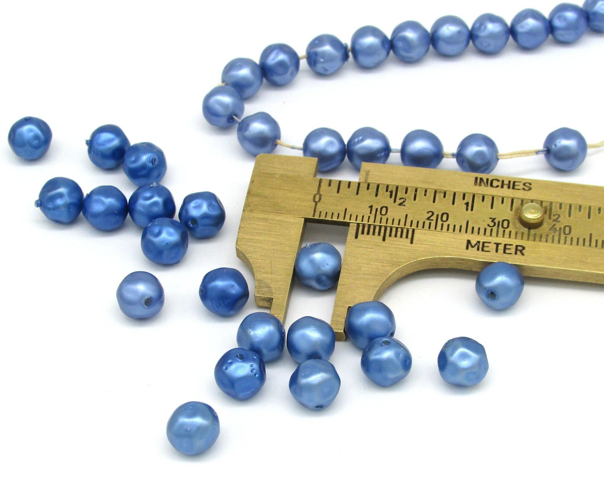 8mm Blue Lustre Pearlized Beads
