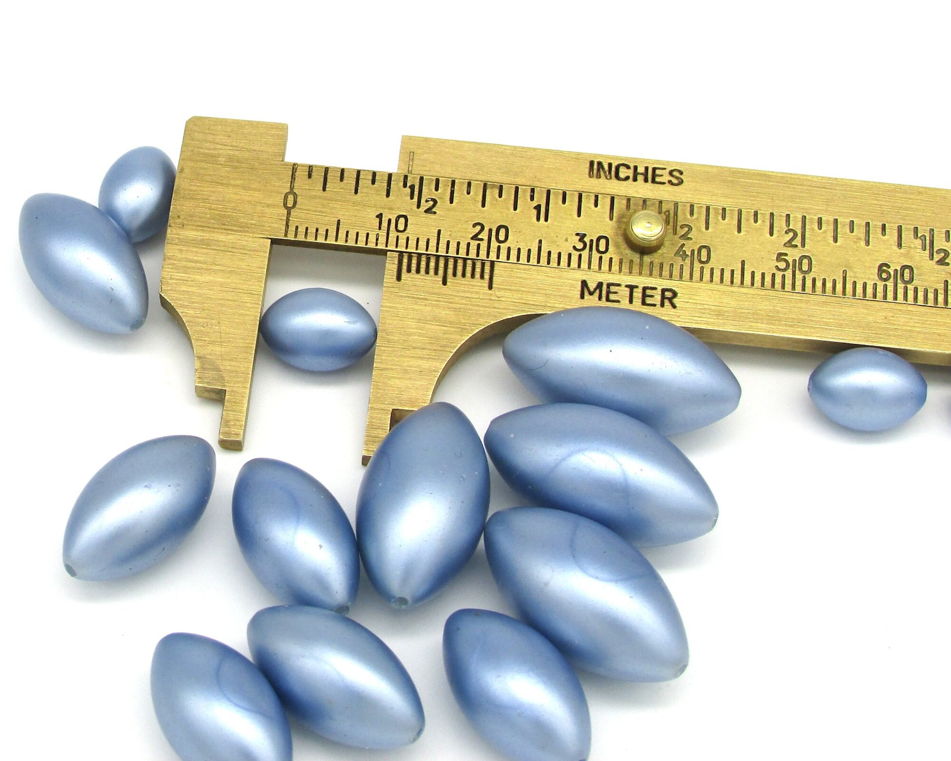 23x12mm Oval Plastic Pearls, Vintage Powder Blue Beads