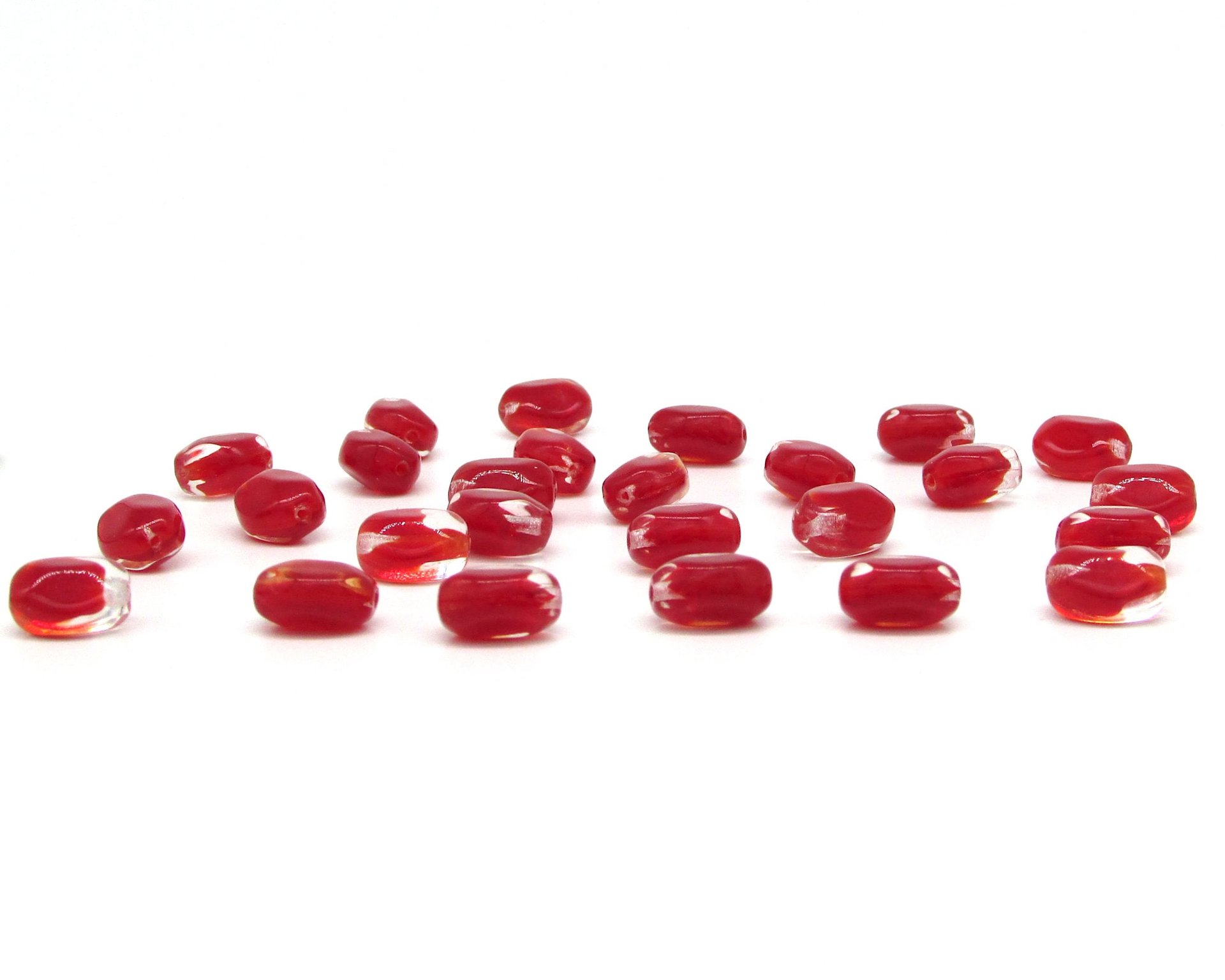 11x8.5mm Pinched Oval Beads with Red Givre