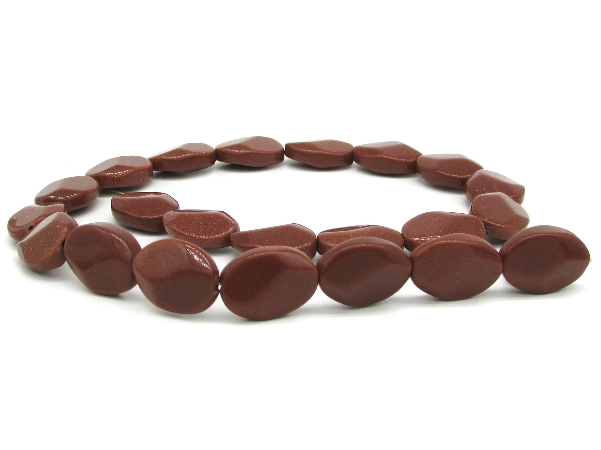 18mm Flat Oval Beads, Faceted Goldstone