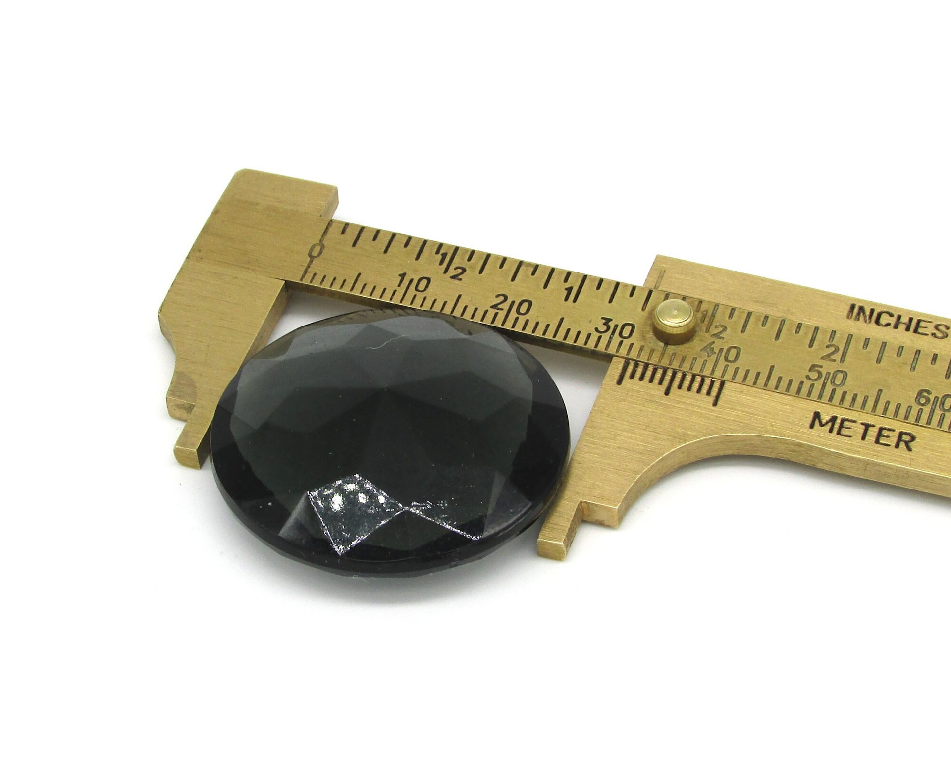 32mm Rhinestone Dentelle, Large Vintage Faceted Round Unfoiled Point Back Glass Gem