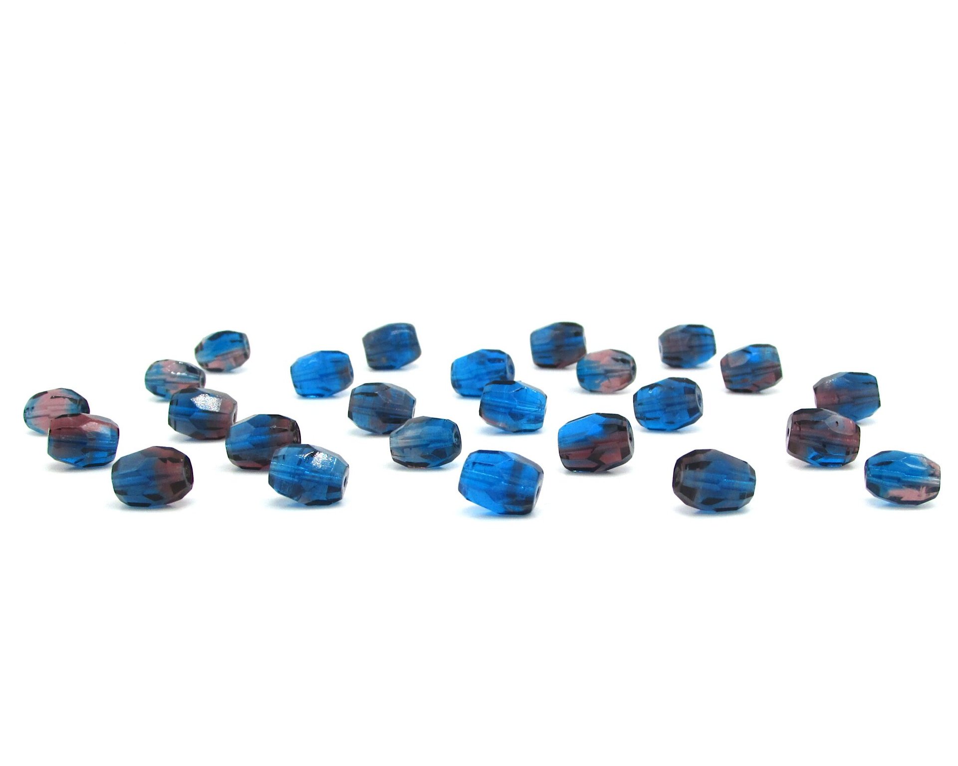 Two-Tone Faceted Oval Beads, 10x8mm Barrels