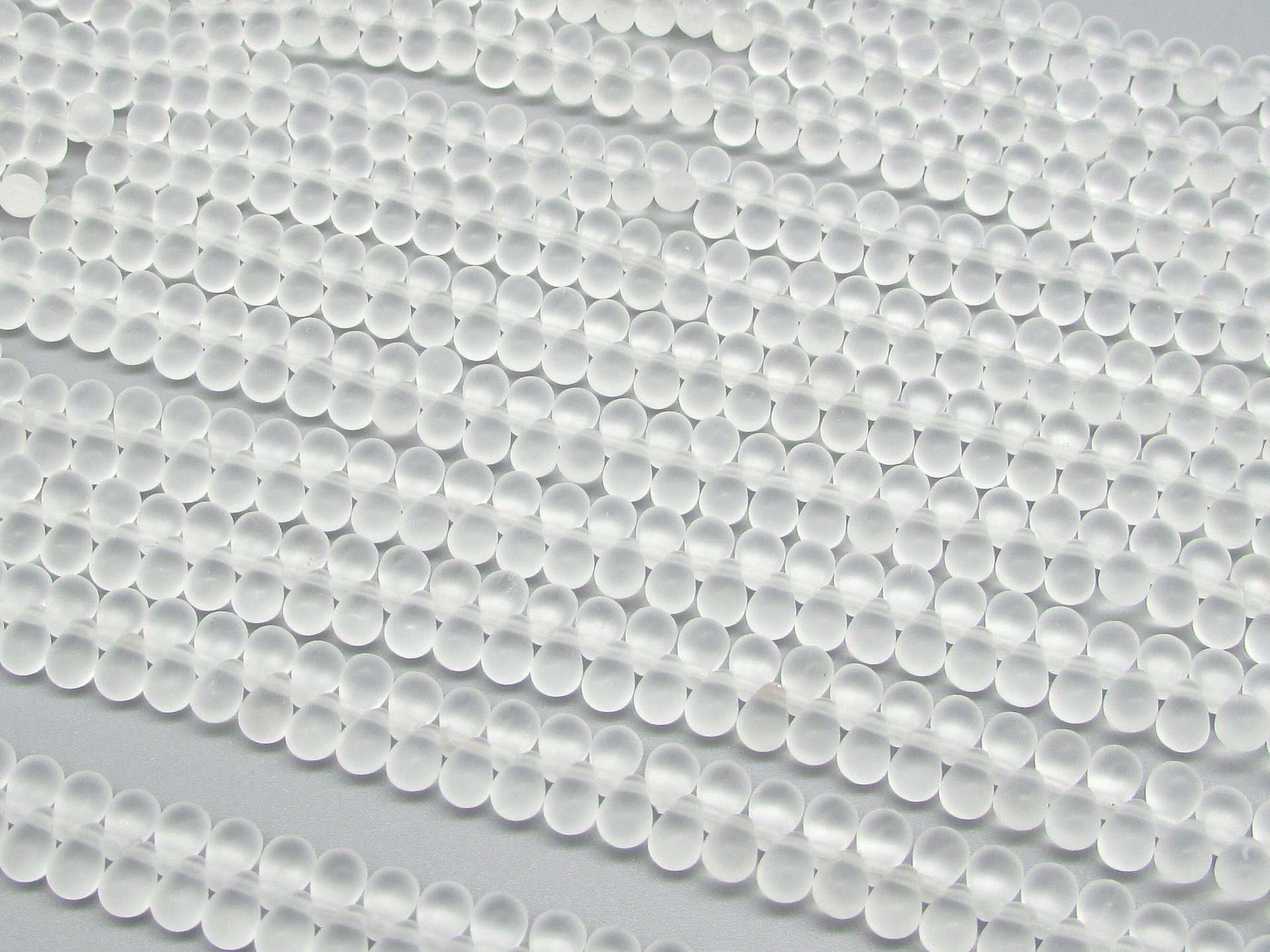 6x4mm Frosted Teardrop Briolettes, Matte Crystal Czech Pressed Glass Beads (100)