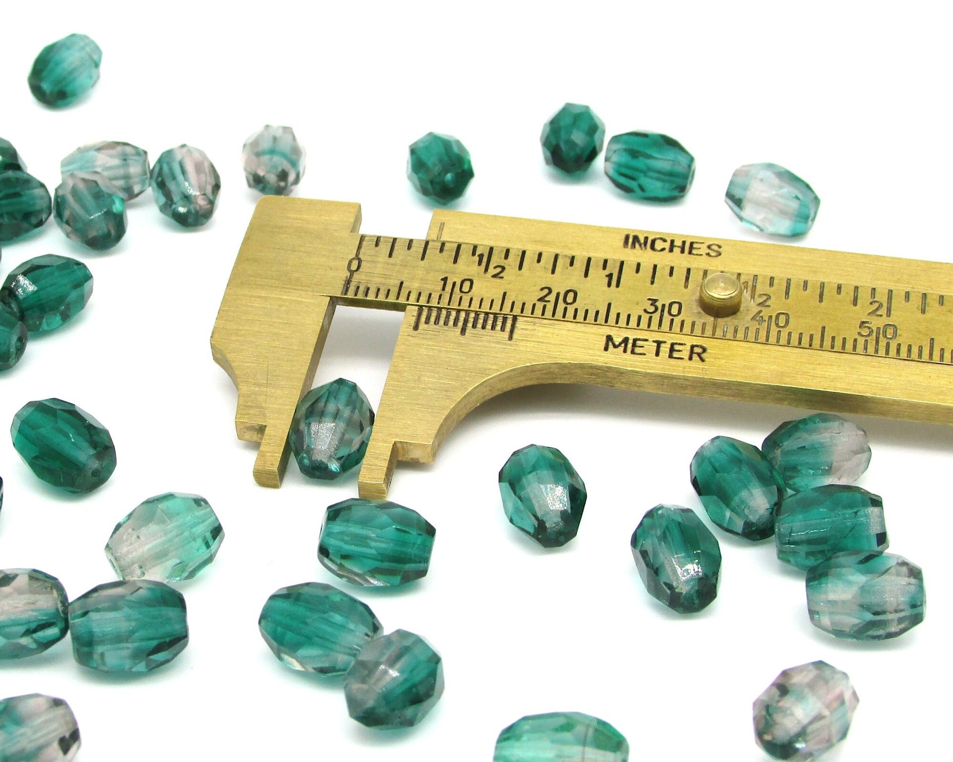 10x8mm Faceted Oval Beads, Two-Tone Green and Purple Czech Glass Barrels