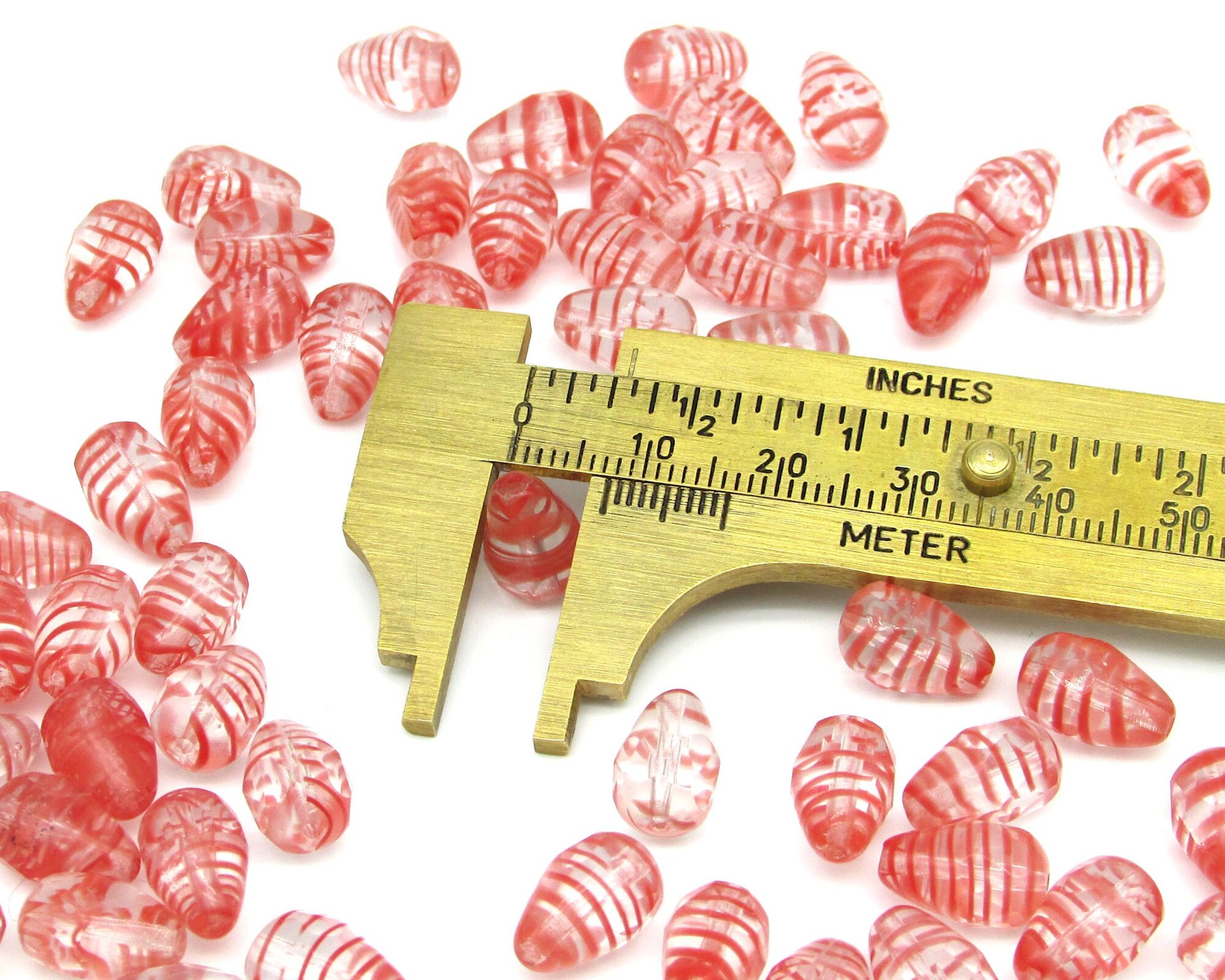 12x8mm Striped Teardrop Glass Beads (23)