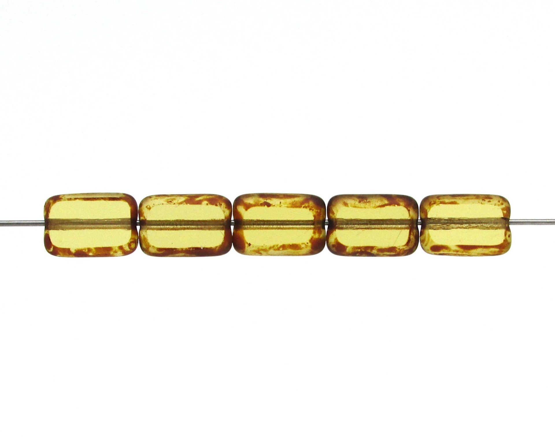 12x8mm Flat Rectangle Beads, Light Brown Picasso