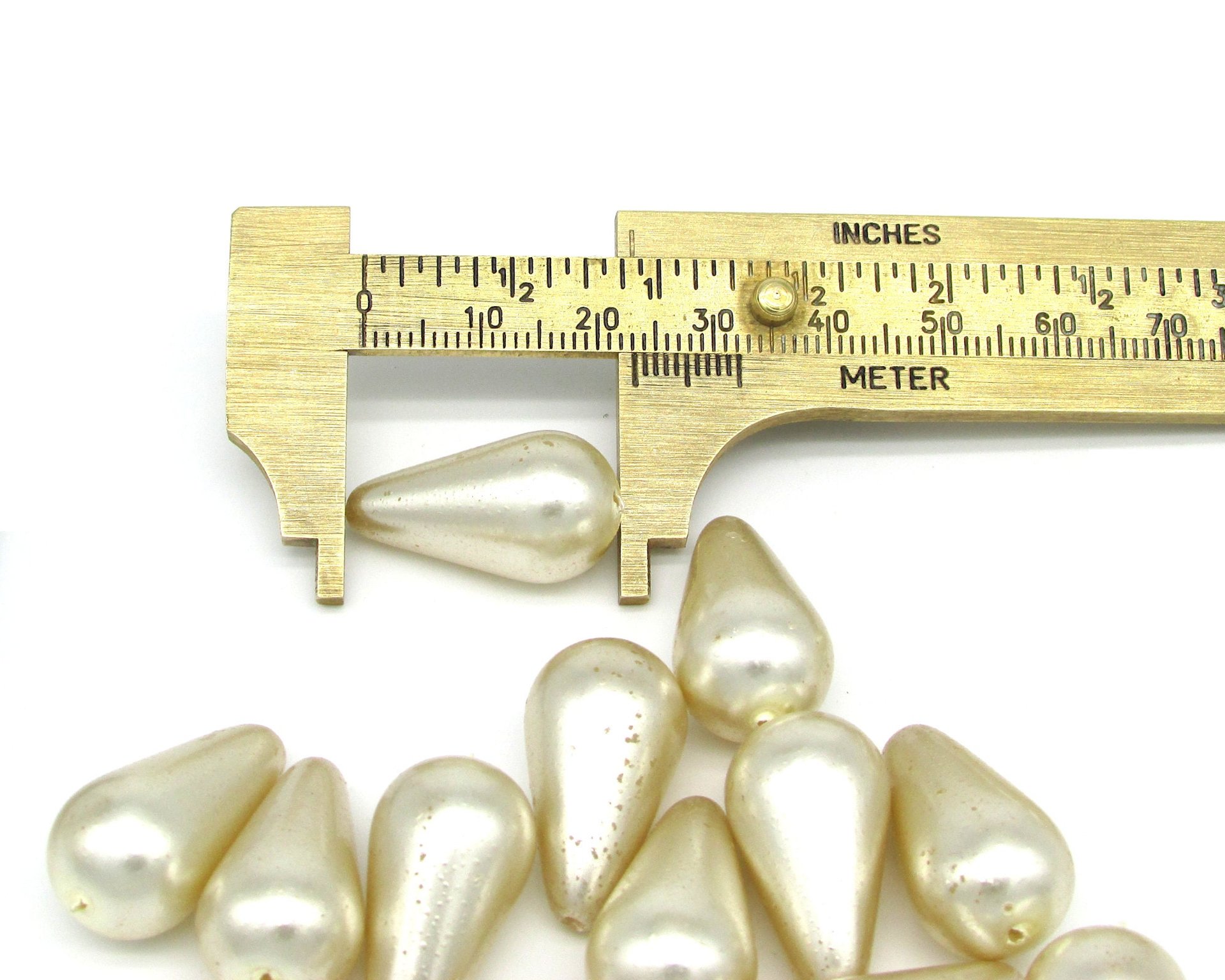 24x13mm Large Teardrops, Opaque Champagne Glass Pearls