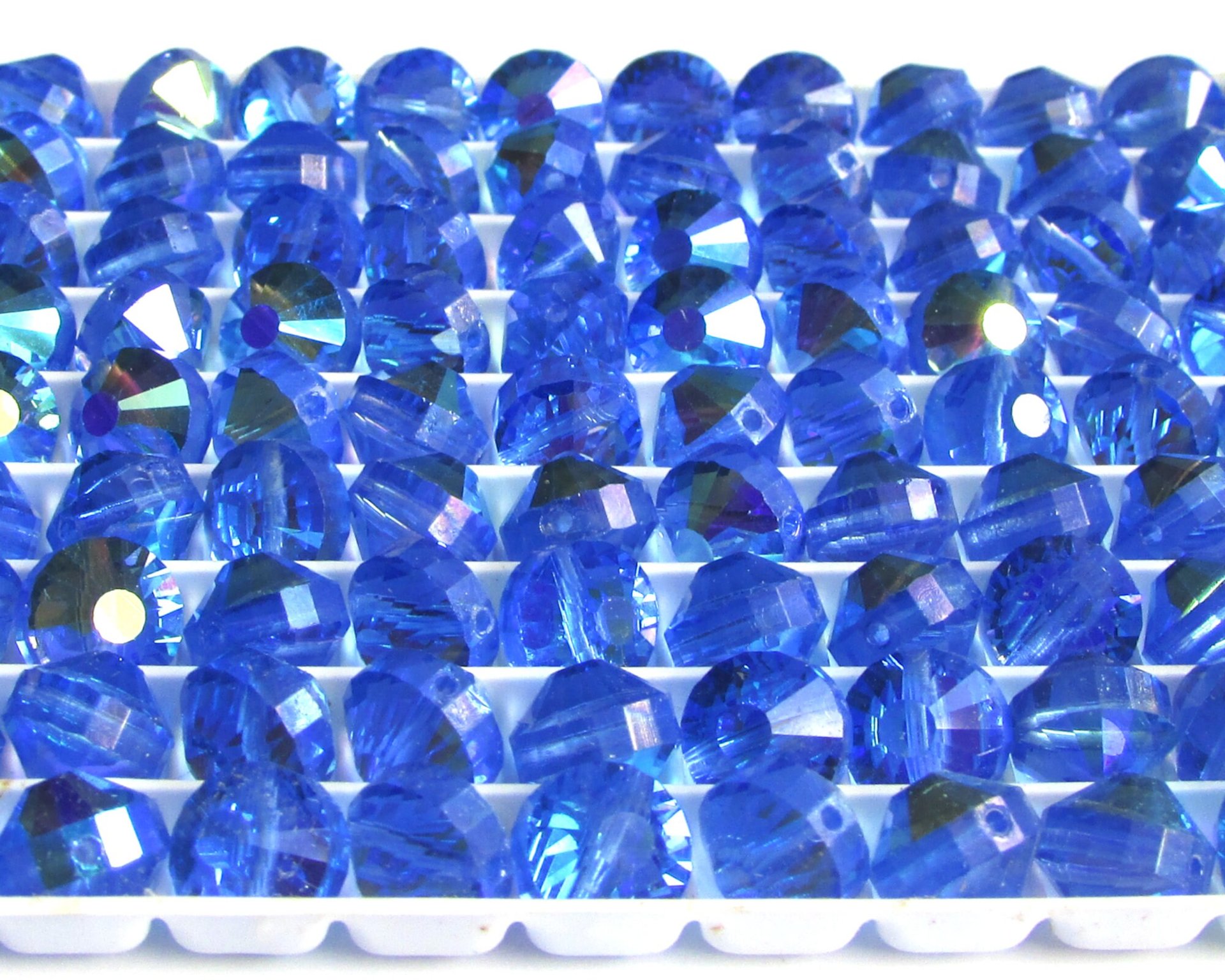 Vintage 8mm Sapphire AB Faceted Crystal Beads