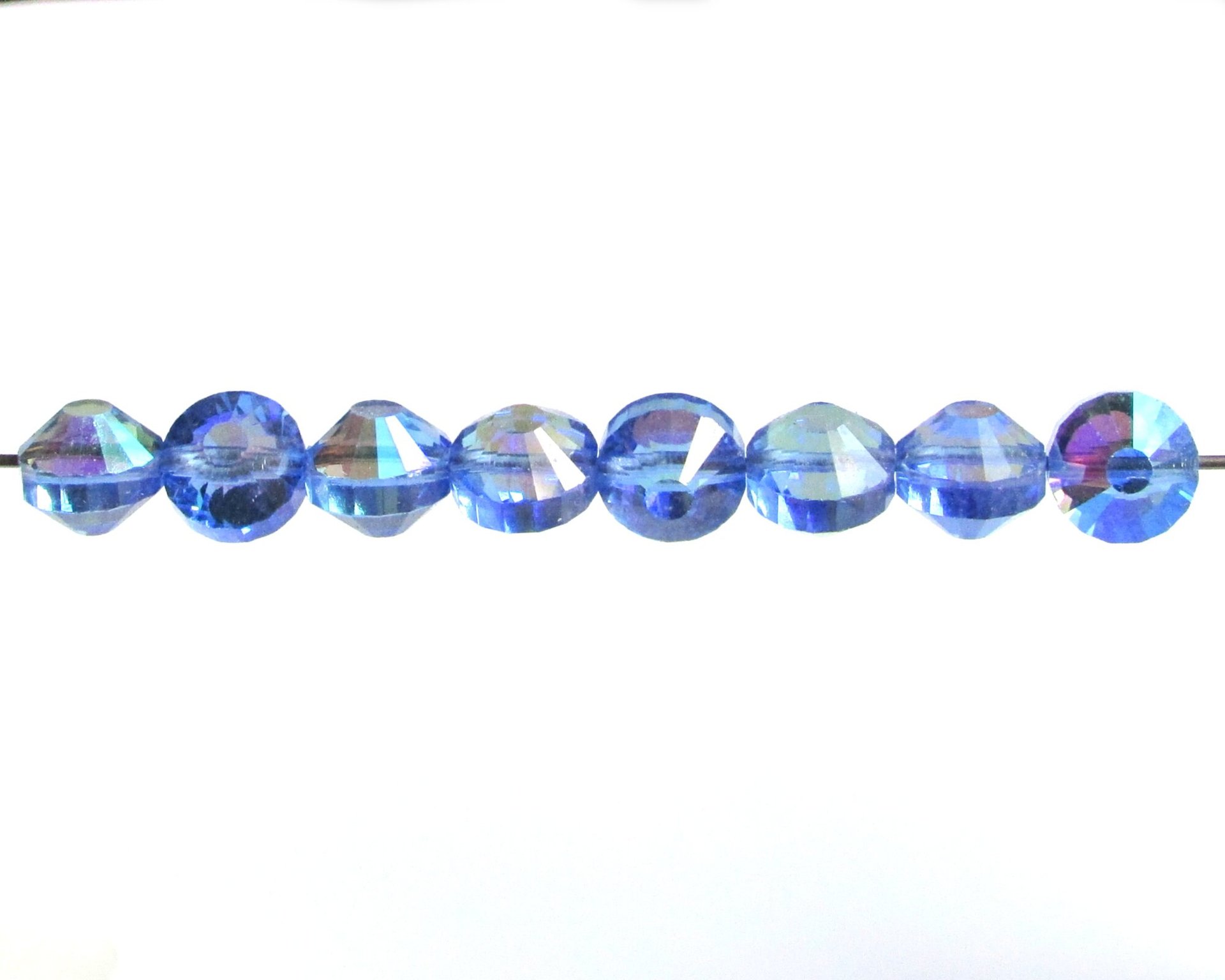 Vintage 8mm Sapphire AB Faceted Crystal Beads