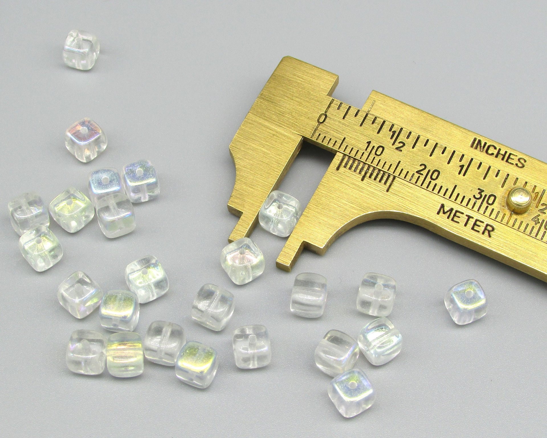 Crystal AB 6mm Cube Beads