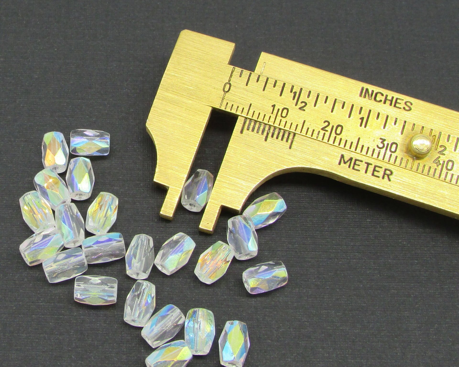 7x5mm Faceted Oval Barrels, Crystal AB Fire Polished Czech Glass Beads