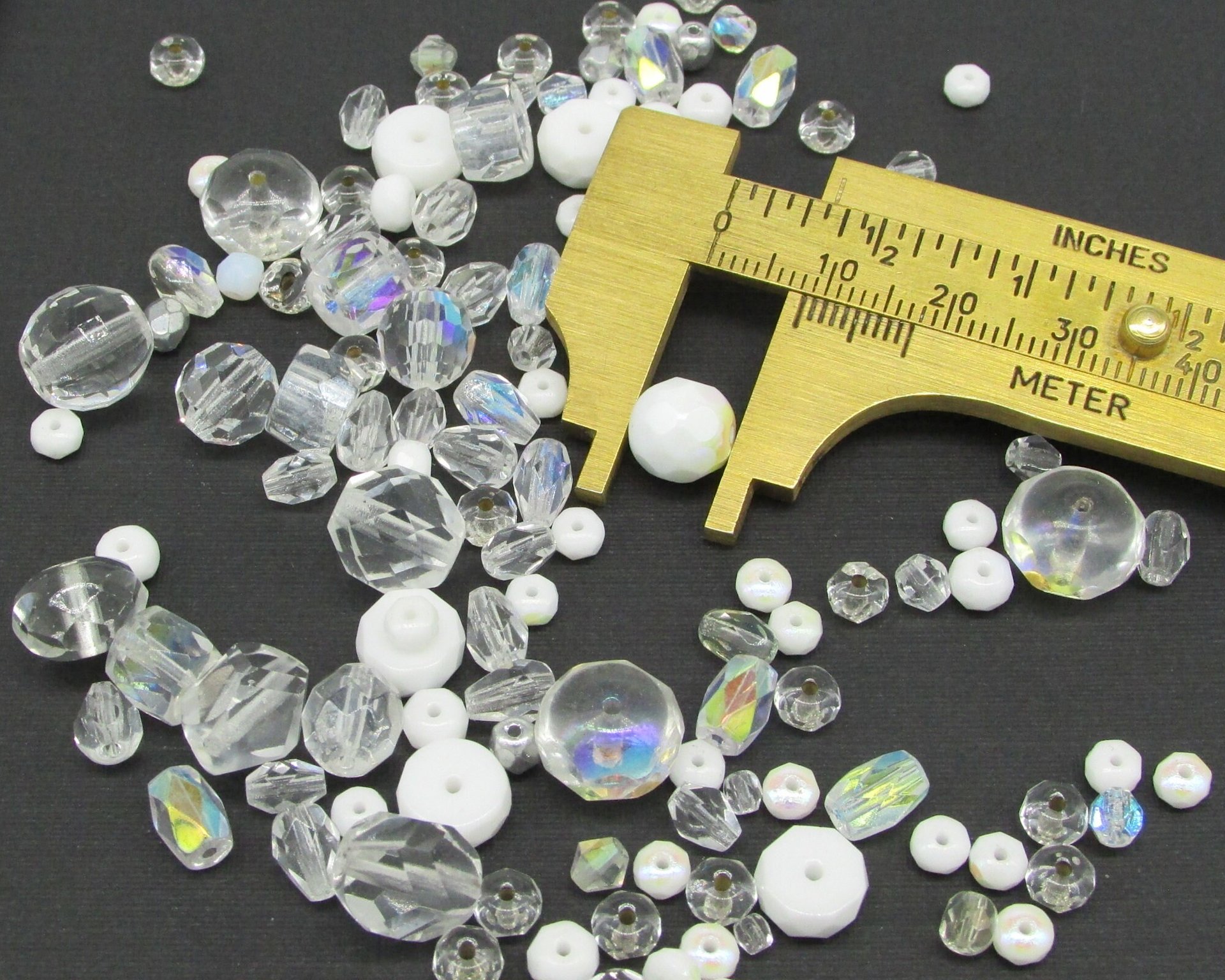Clear Czech Glass Bead Mix, Fire Polished Faceted Rounds and Barrels, 120 pcs