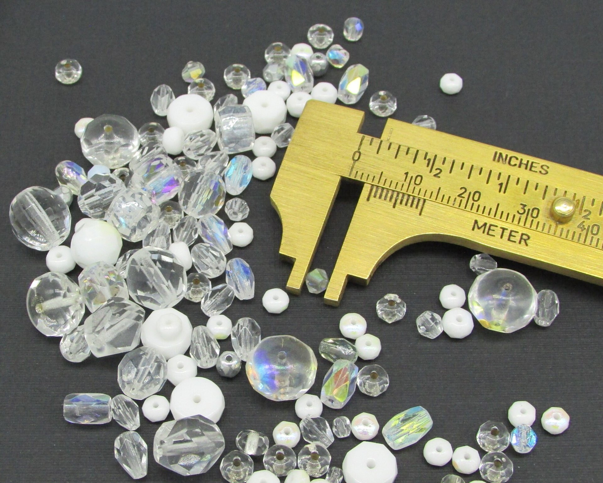 Clear Czech Glass Bead Mix, Fire Polished Faceted Rounds and Barrels, 120 pcs