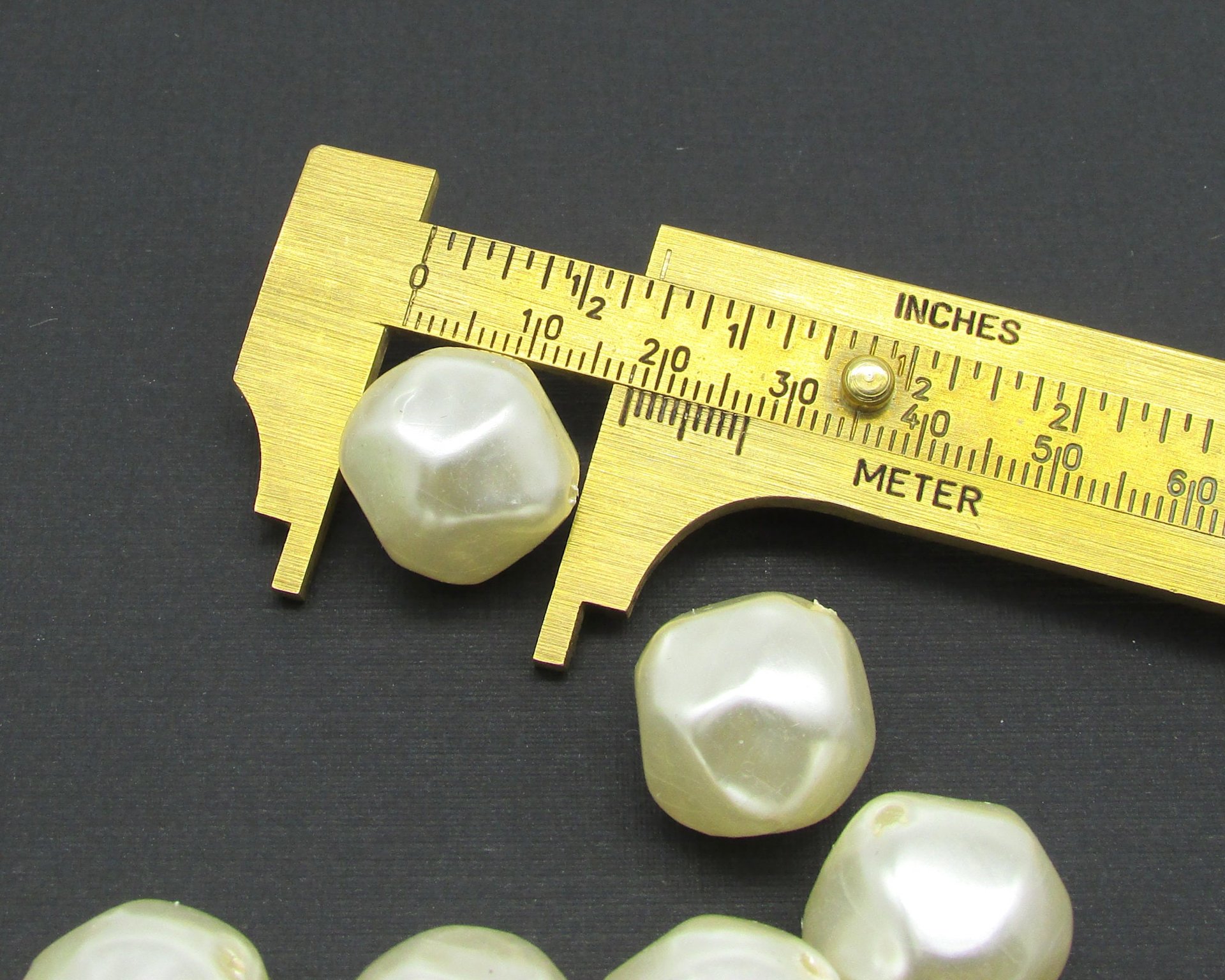 Vintage 18mm Baroque Cream Plastic Pearl Beads