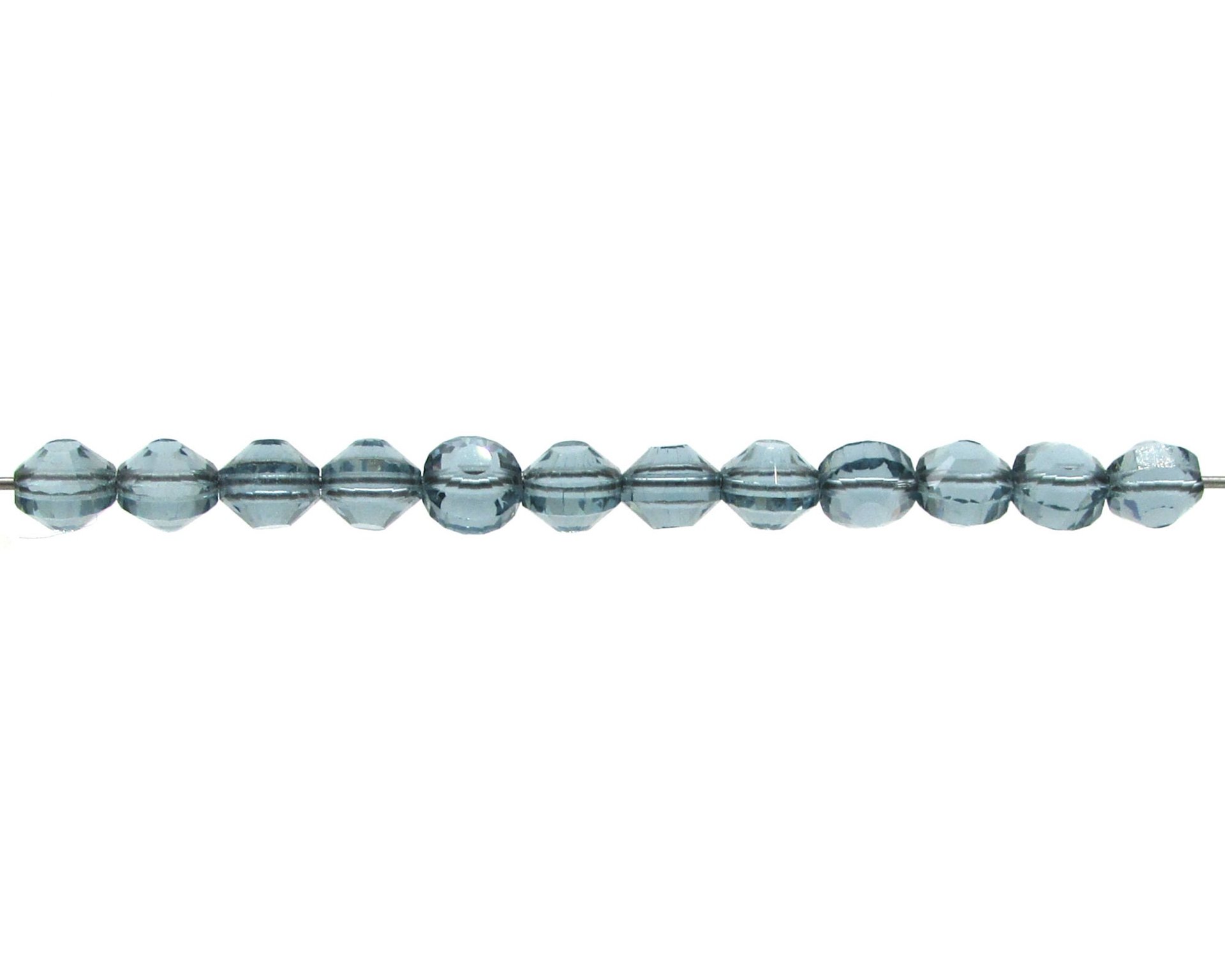 Vintage 6mm Nailhead Beads, Translucent Blue-Gray Machine Cut Crystal