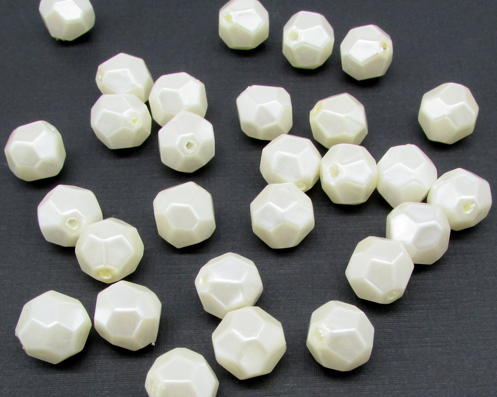 Vintage Cream Lustre Faceted Beads