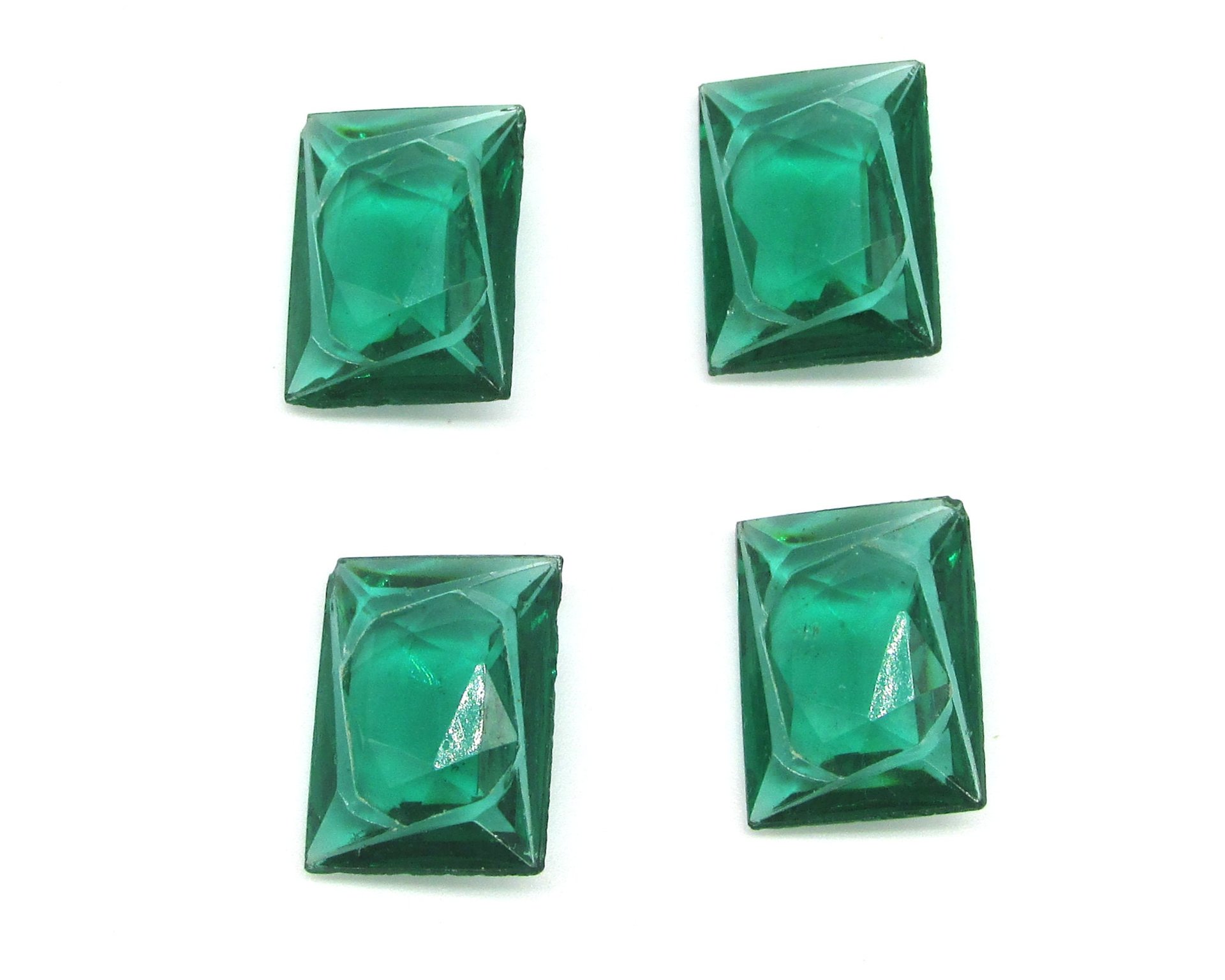 16x12mm Carved Rhinestones, Vintage Faceted Point Back Glass Gems