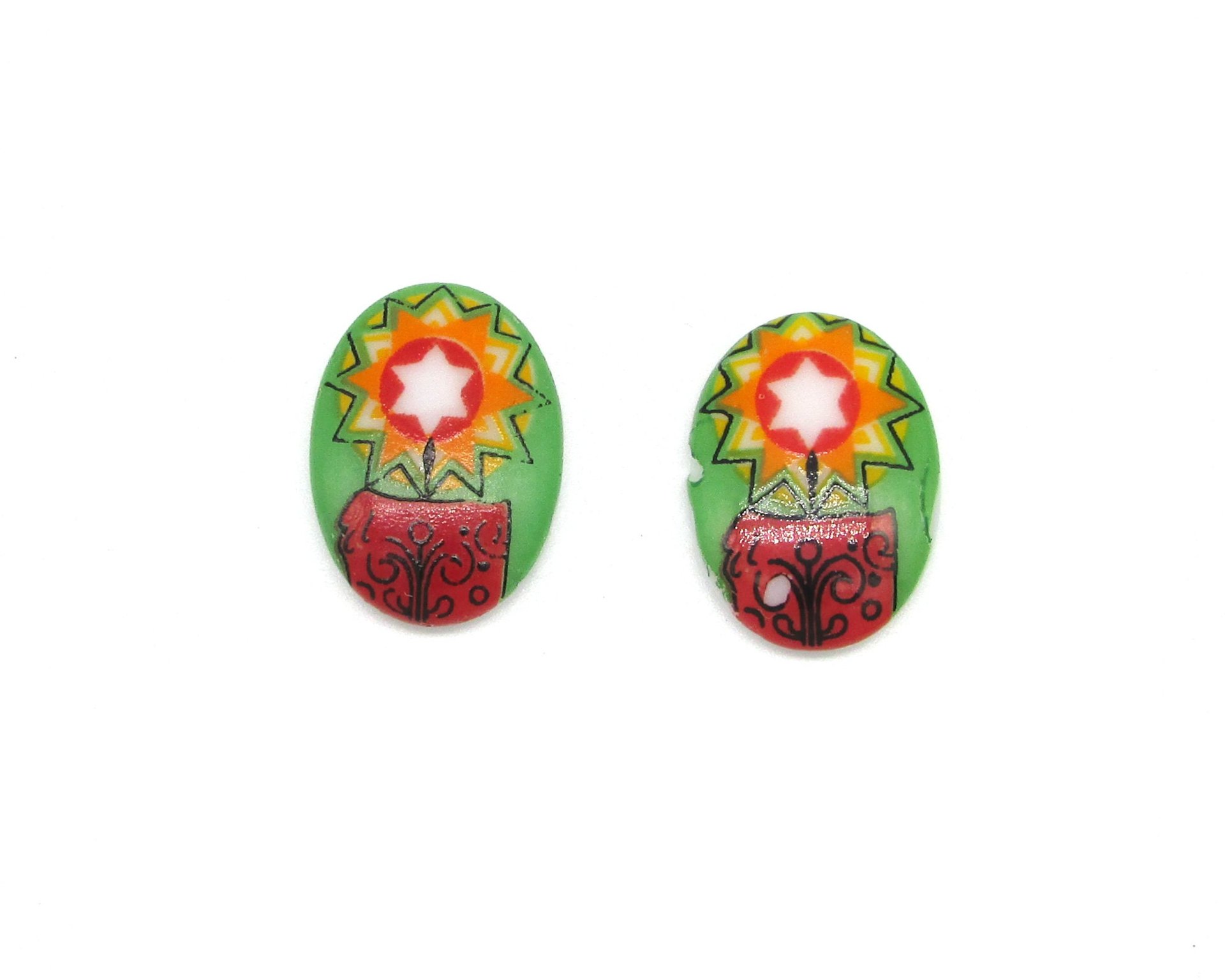 18x13mm Flat Oval Cabochons, Vintage Christmas Limoge Assortment