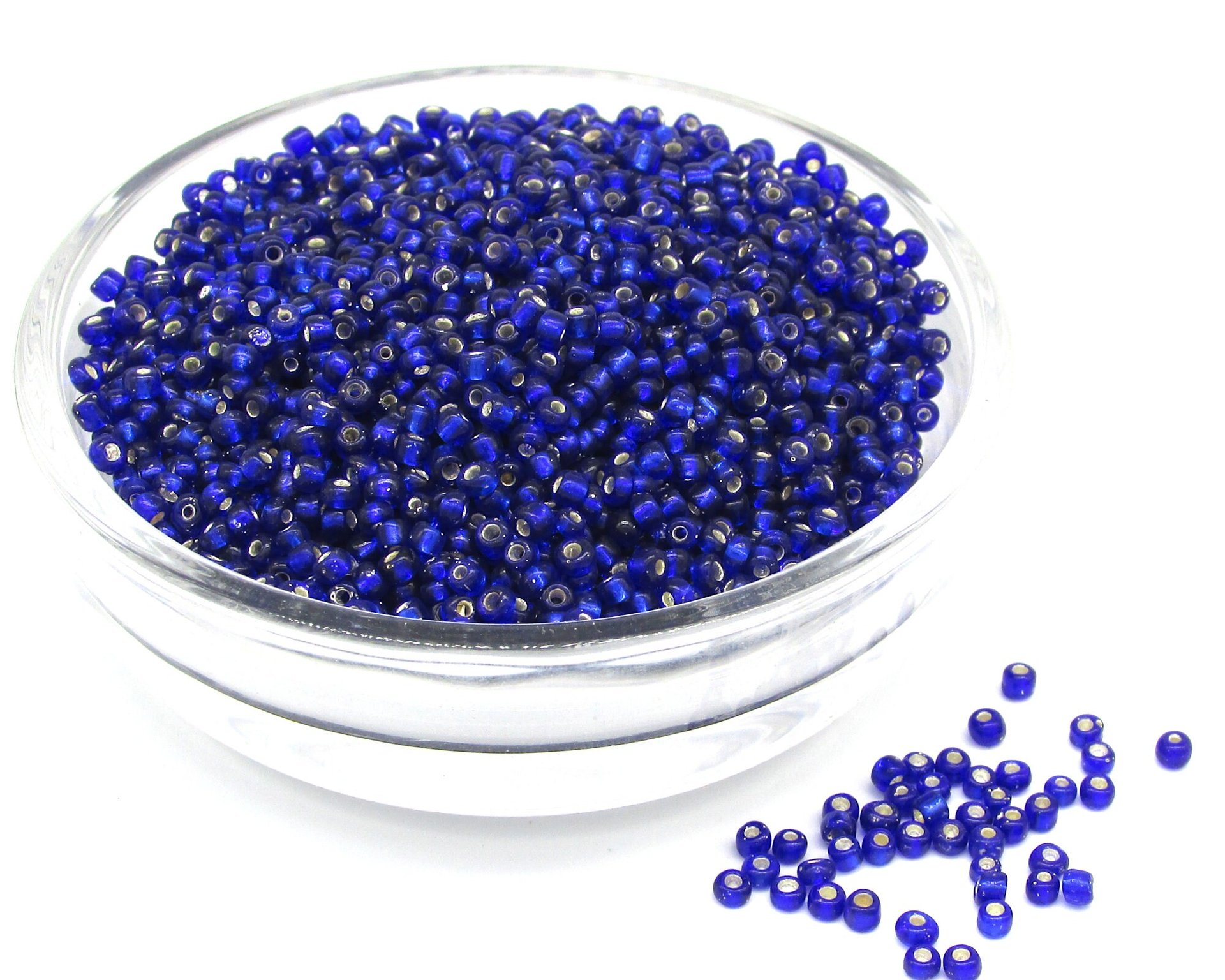 10/0 Round Seed Beads Silver Lined Navy Blue