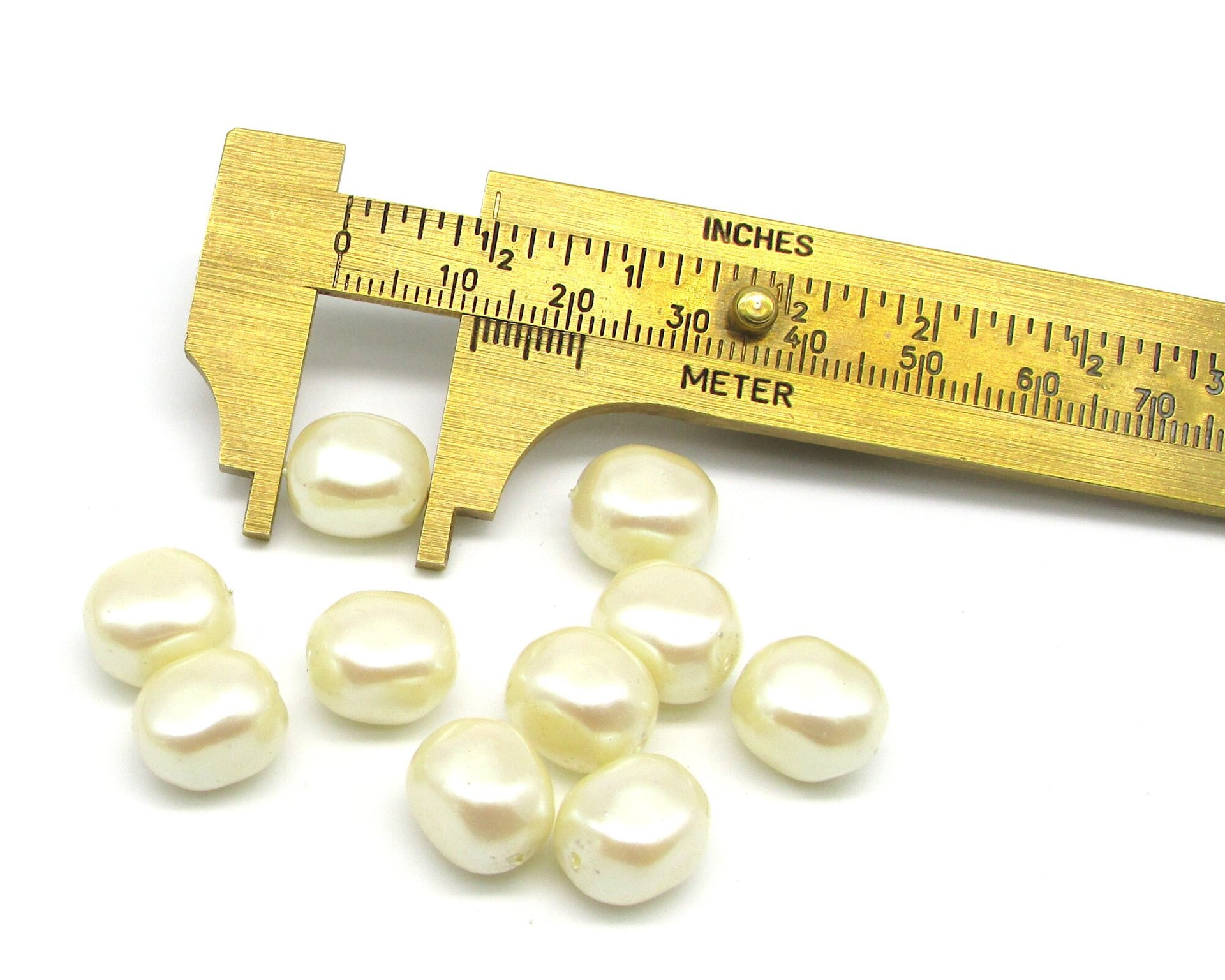 Cream 12mm Nugget Beads,  Vintage Cultura Faux Pearls