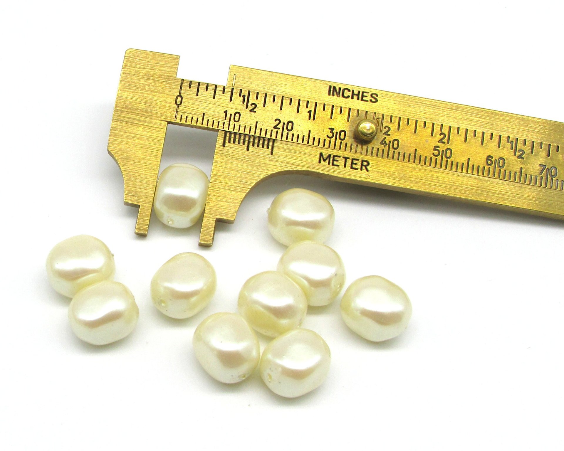 Cream 12mm Nugget Beads,  Vintage Cultura Faux Pearls