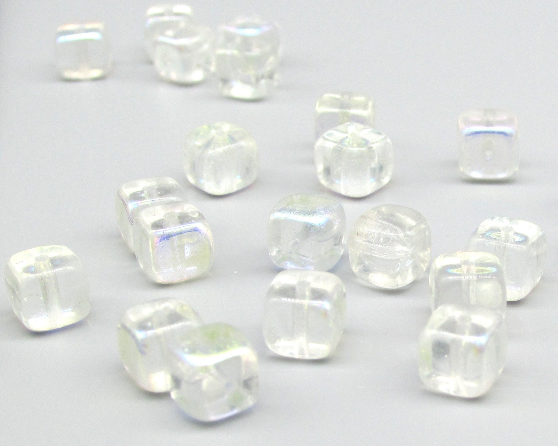 Crystal AB 6mm Cube Beads