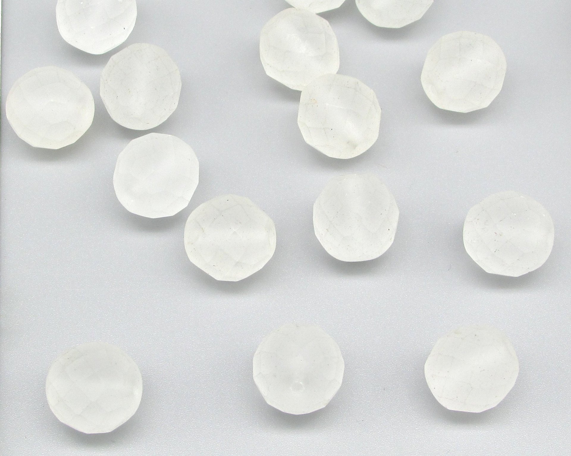 12mm Faceted Round Beads, Matte Crystal Fire Polished Czech Glass
