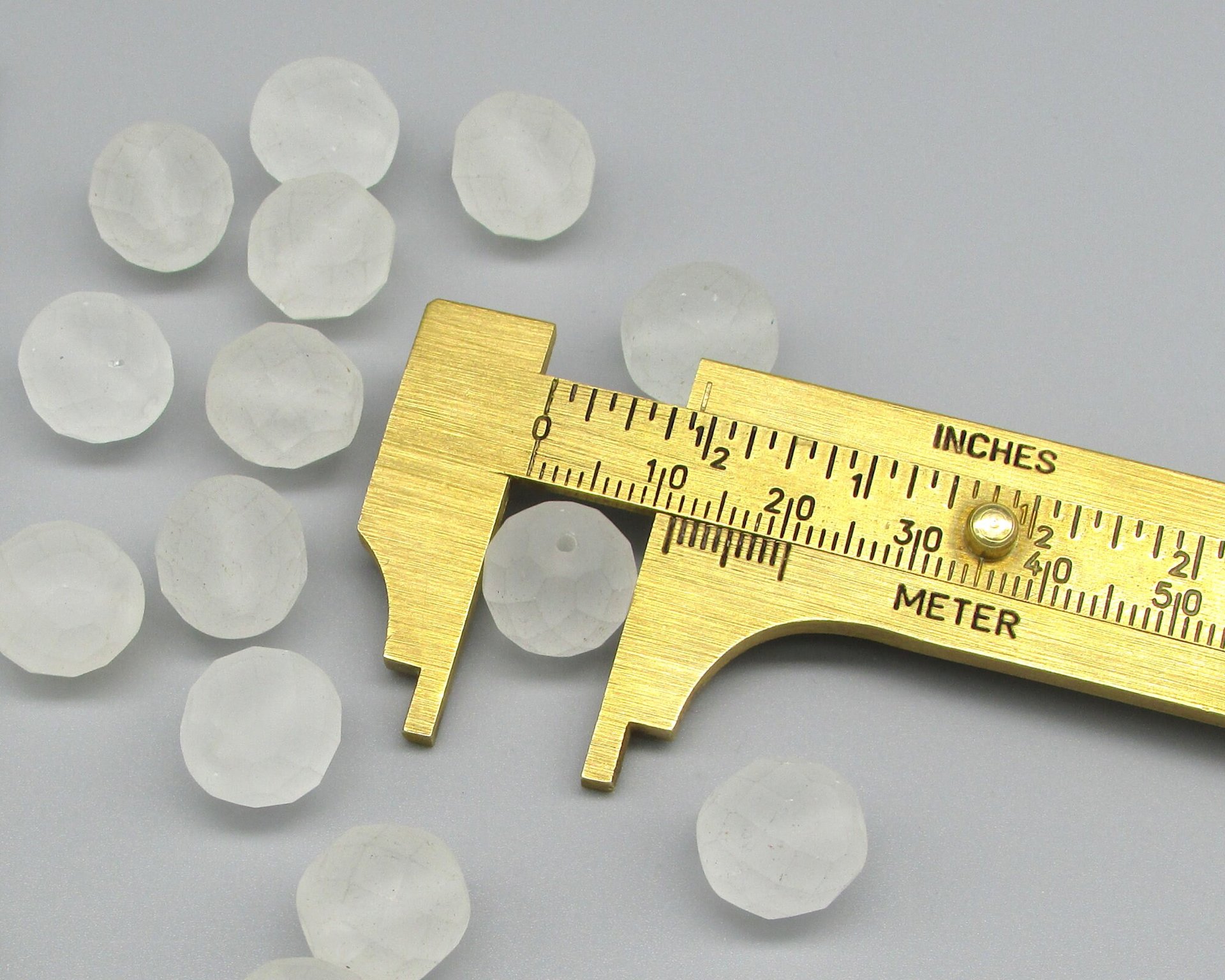 12mm Faceted Round Beads, Matte Crystal Fire Polished Czech Glass