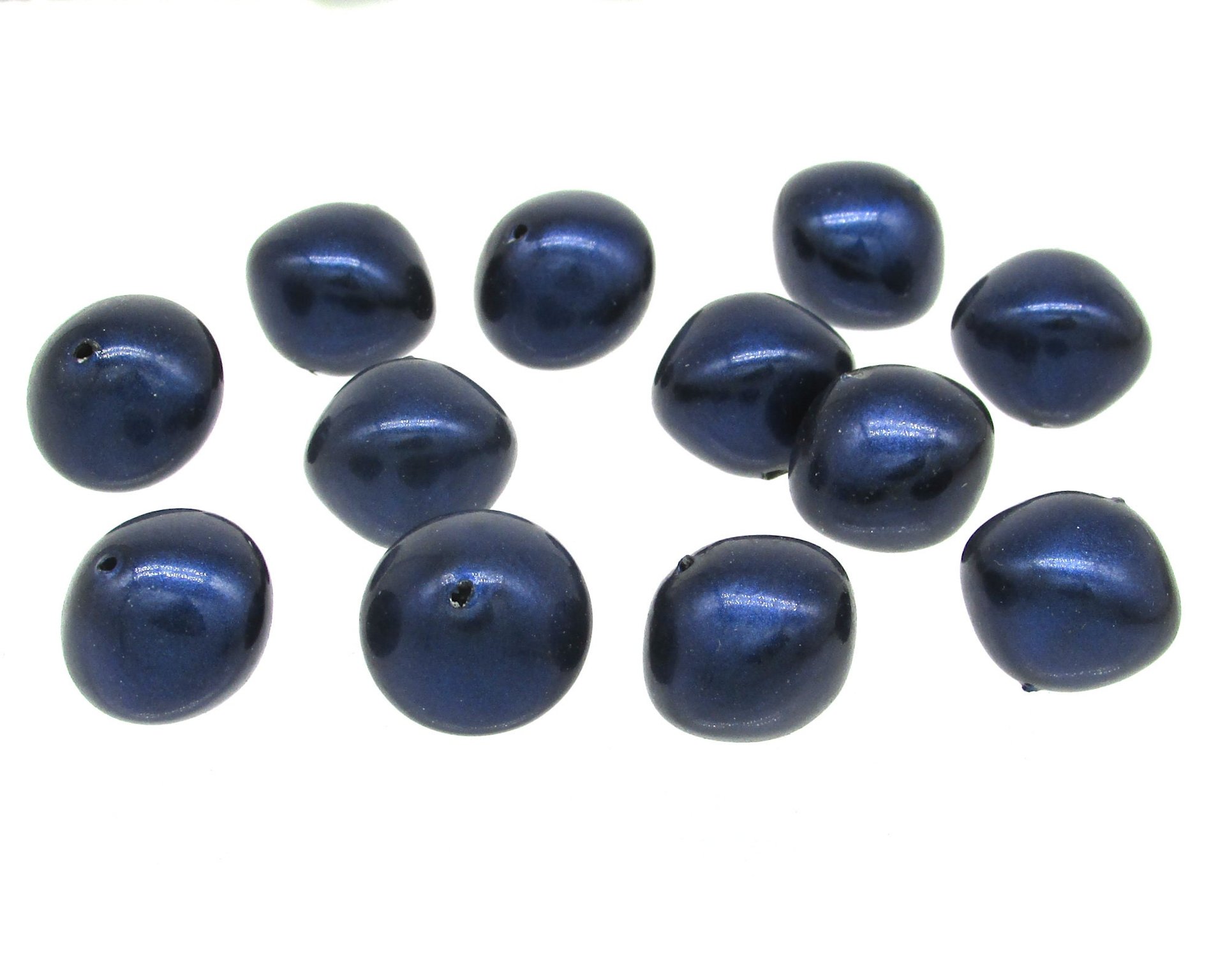 15mm Chubby Rondelles, Vintage Midnight Blue Plastic Pearls