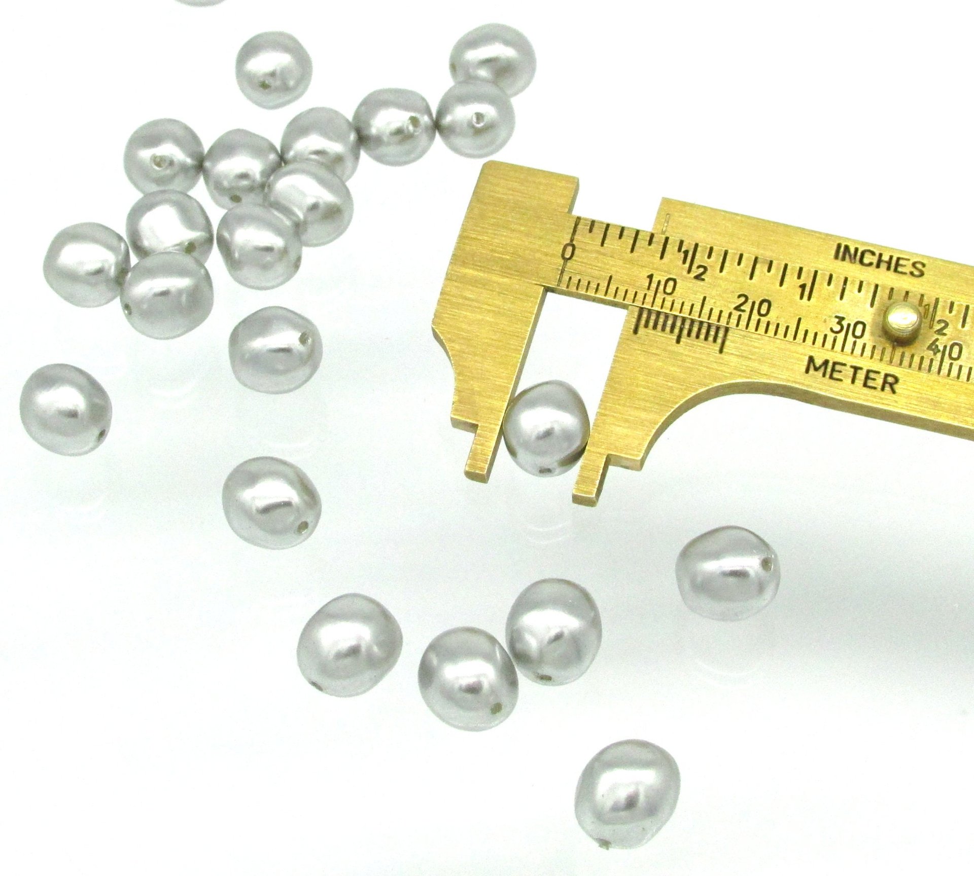 Silver 10mm Plastic Pearl Nugget Beads