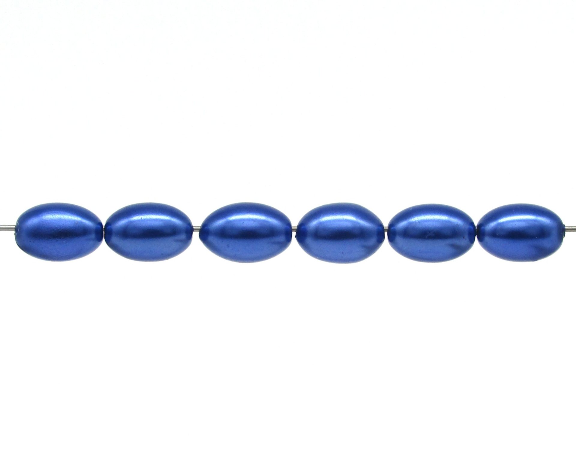 11.5mm Blue Tapered Oval Rice Beads (25)