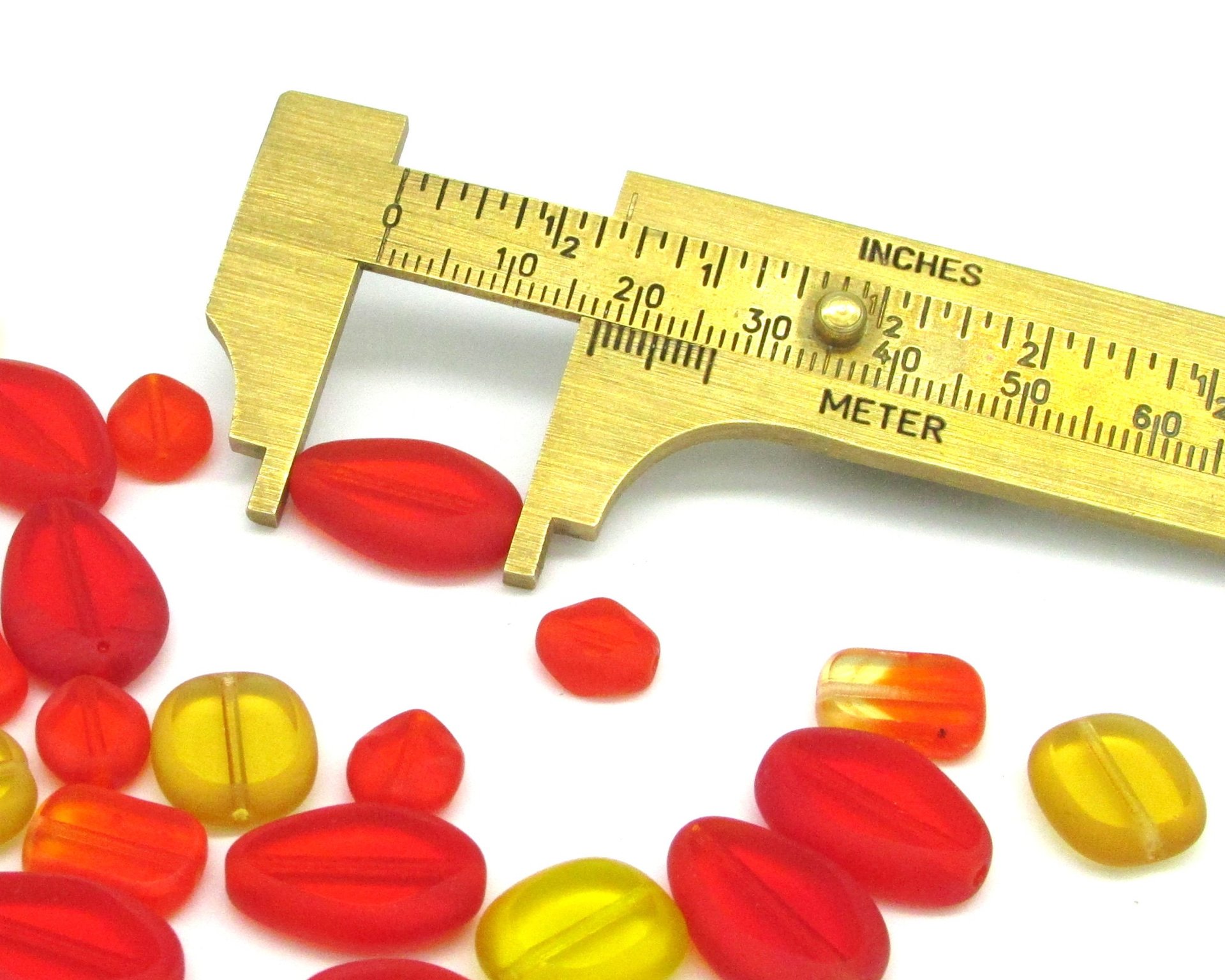 Flat Czech Glass Window Beads, Orange and Yellow Mix