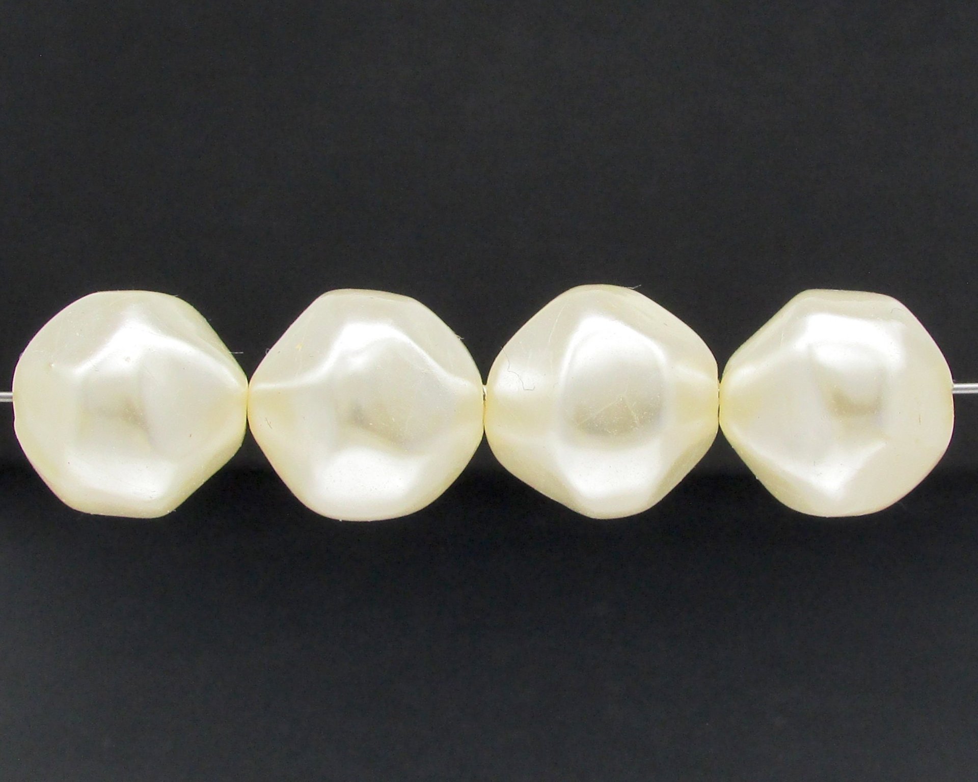 Vintage 18mm Baroque Cream Plastic Pearl Beads
