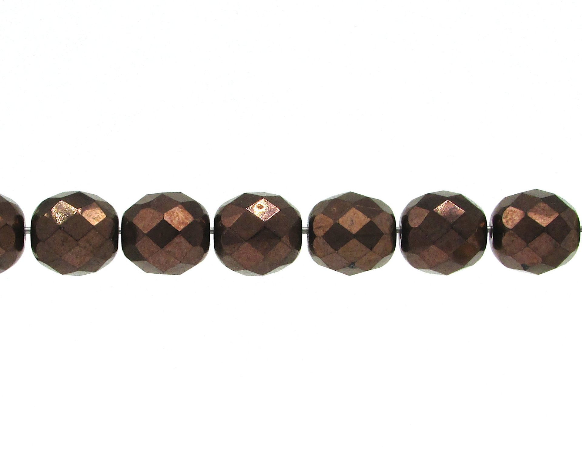 10mm Round Faceted Czech Glass Beads, Dark Bronze