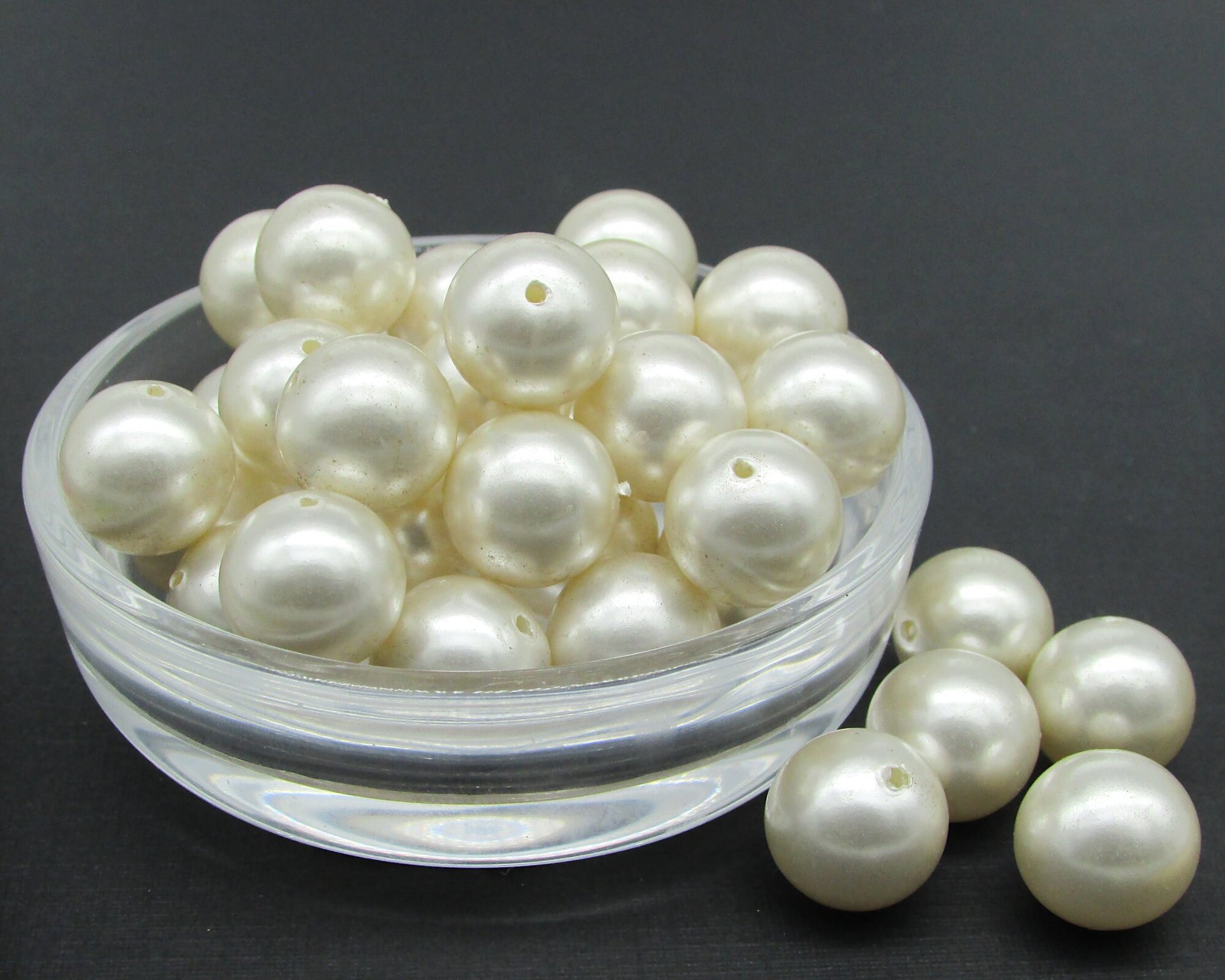 Vintage Plastic Pearls, 12mm 14mm Cultura Lustre Beads