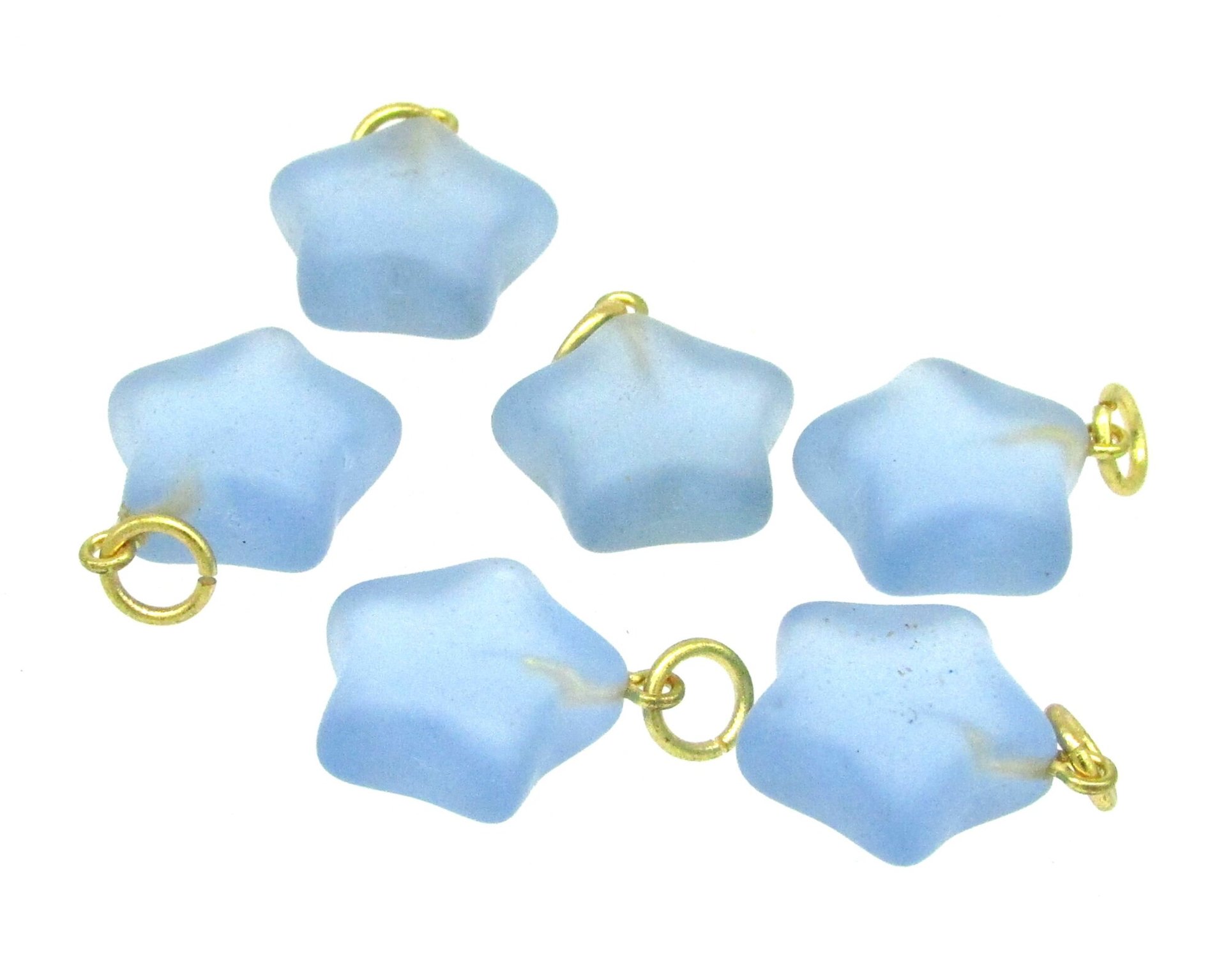 17mm Star Charms, Matte Pressed Glass Pendants