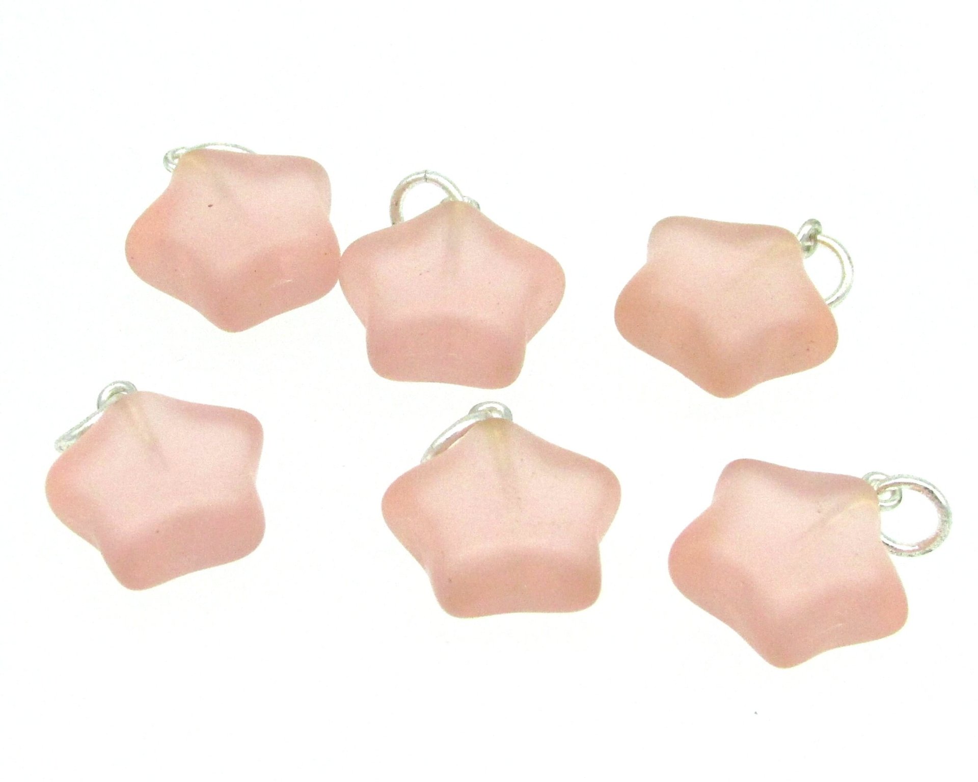 17mm Star Charms, Matte Pressed Glass Pendants
