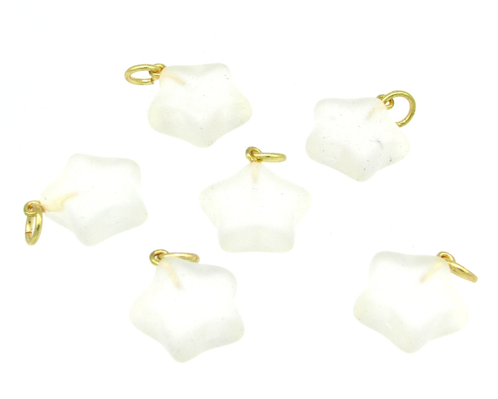17mm Star Charms, Matte Pressed Glass Pendants