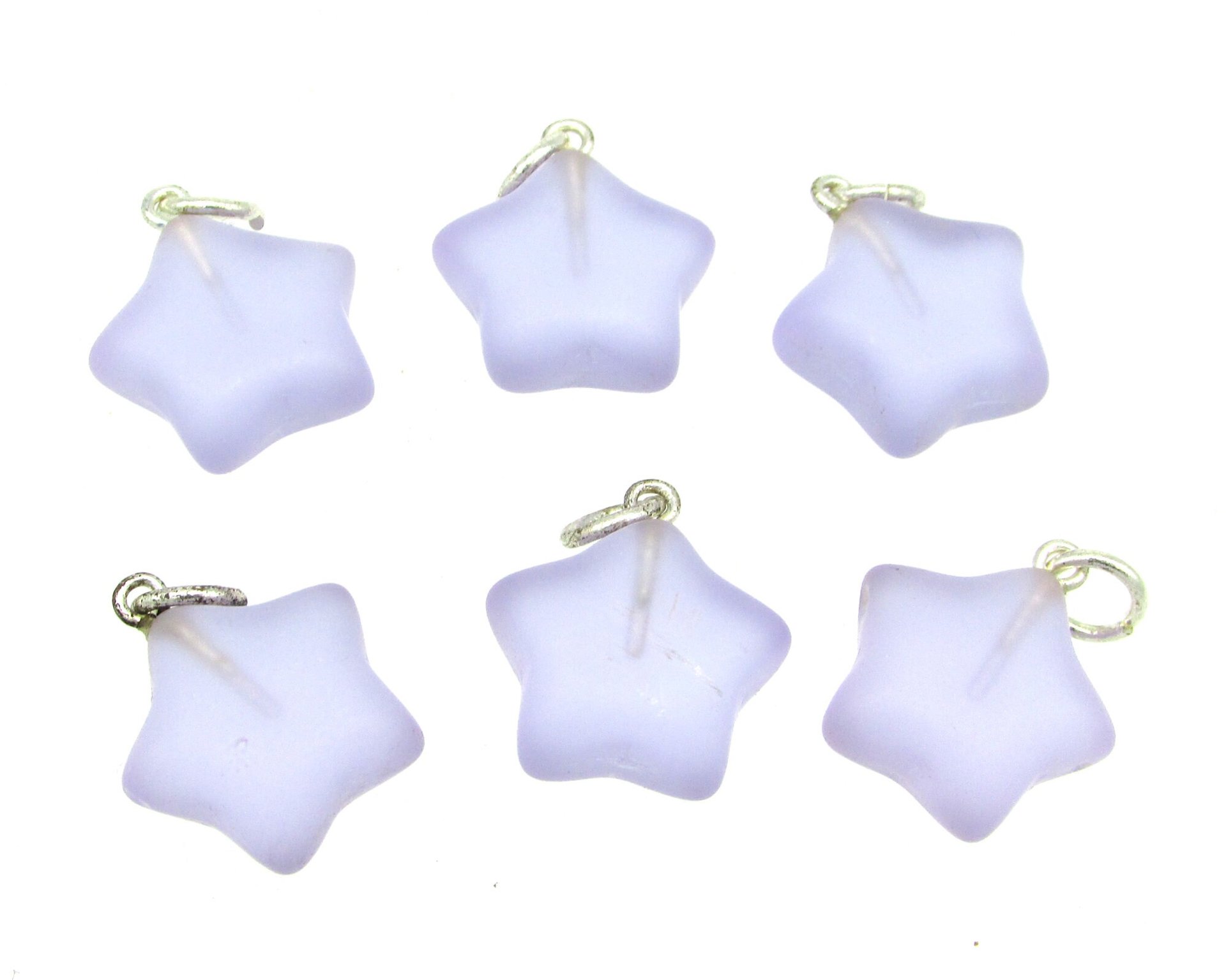 17mm Star Charms, Matte Pressed Glass Pendants