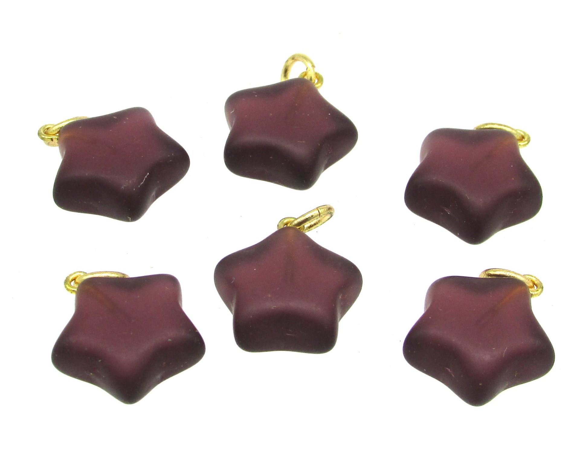 17mm Star Charms, Matte Pressed Glass Pendants