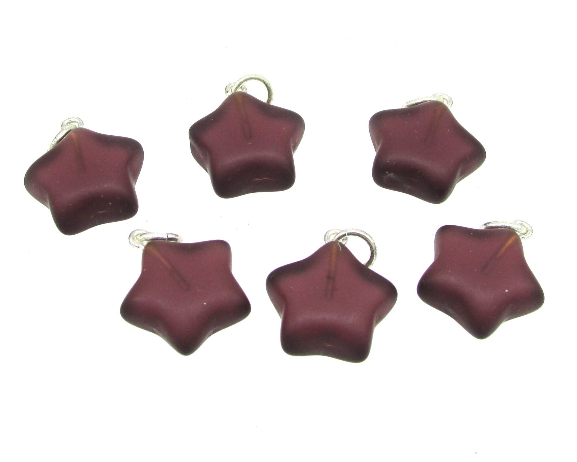 17mm Star Charms, Matte Pressed Glass Pendants