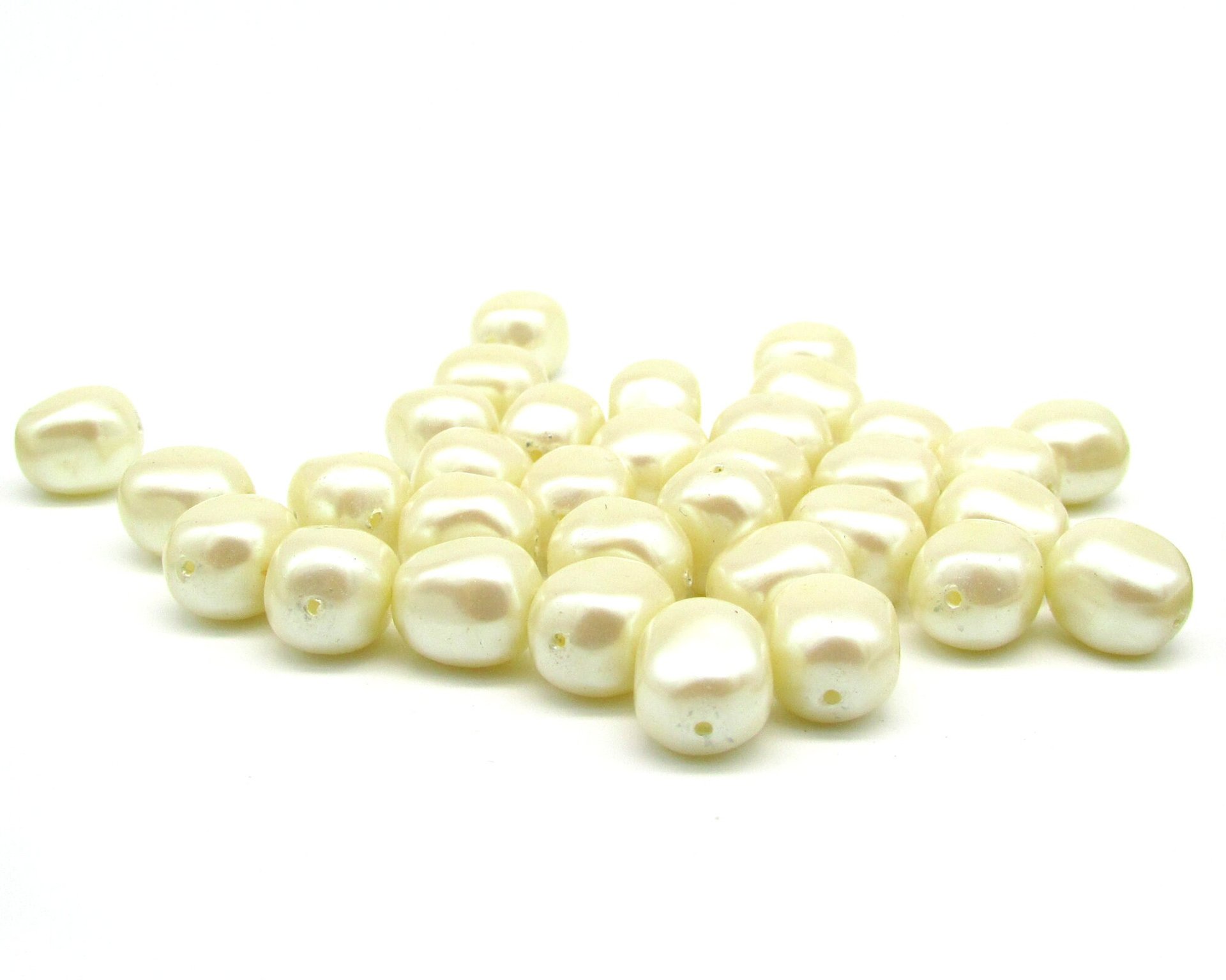 Cream 12mm Nugget Beads,  Vintage Cultura Faux Pearls