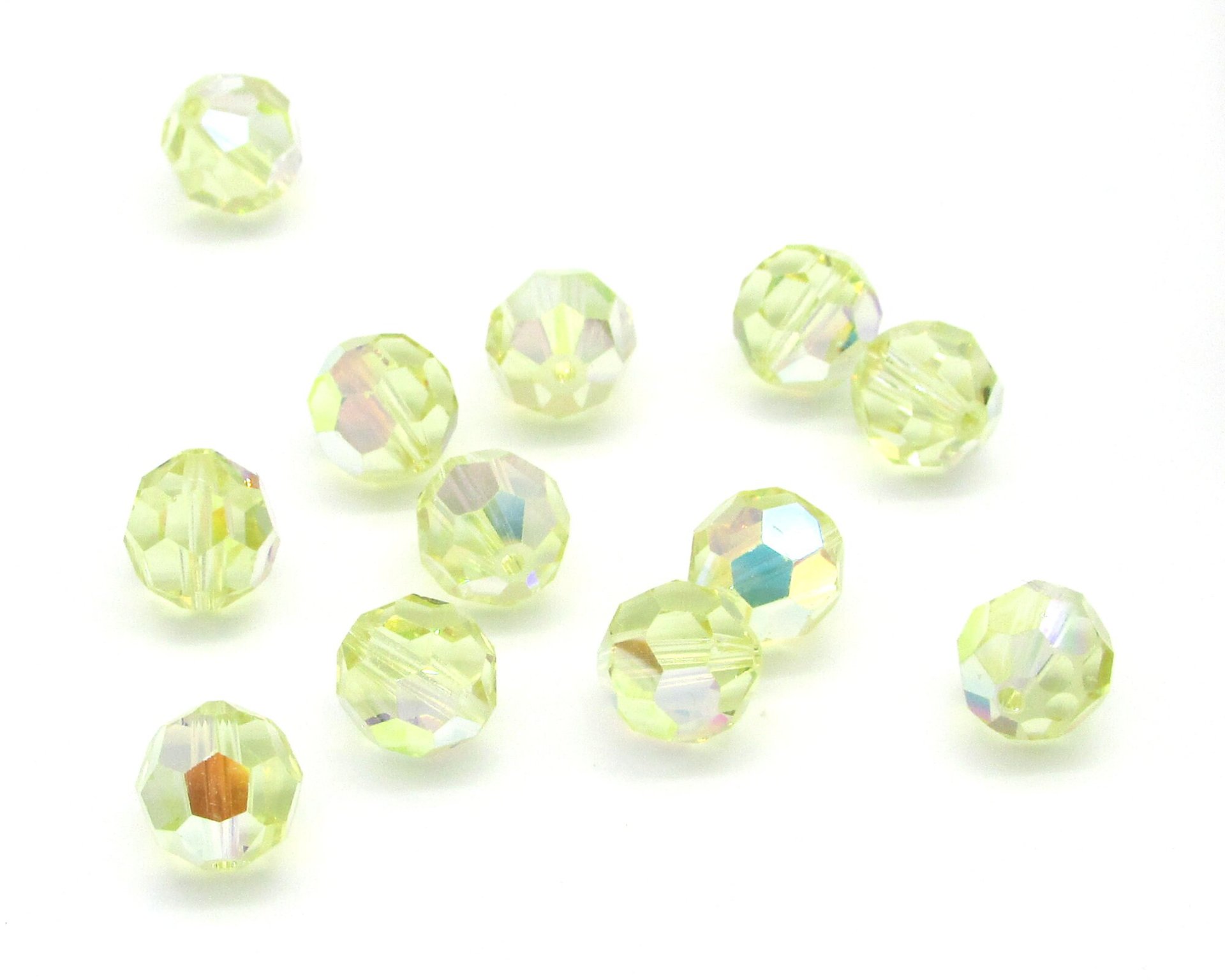 8mm Faceted Round Beads, Vintage Jonquil AB Machine-Cut Crystal Spacers
