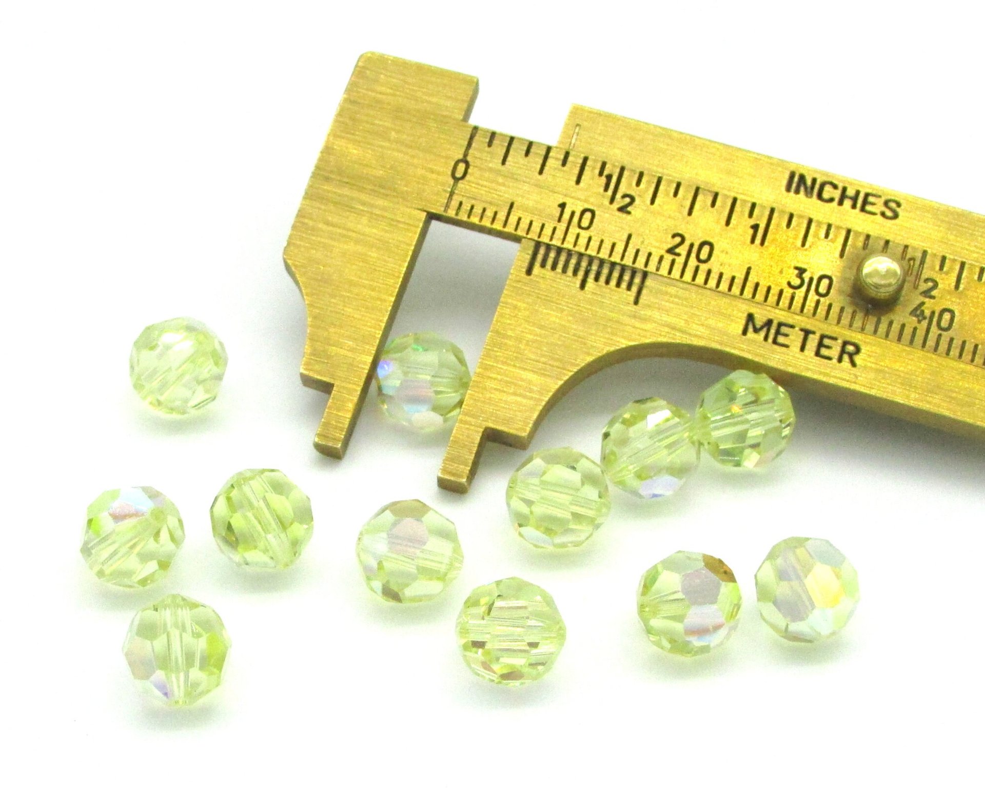 8mm Faceted Round Beads, Vintage Jonquil AB Machine-Cut Crystal Spacers