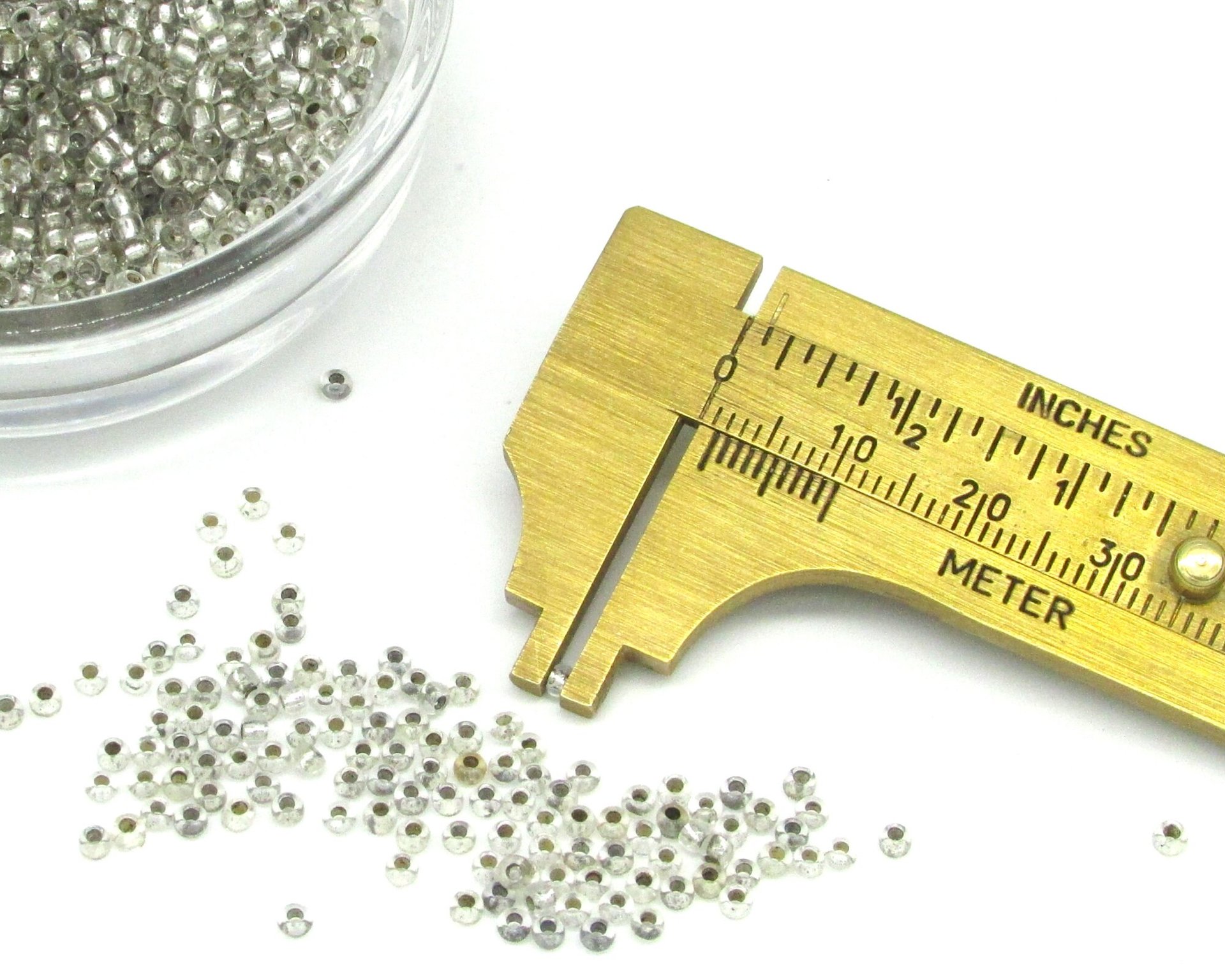 11/0 Seed Beads, Oxidized Silver Lined Clear Spacers