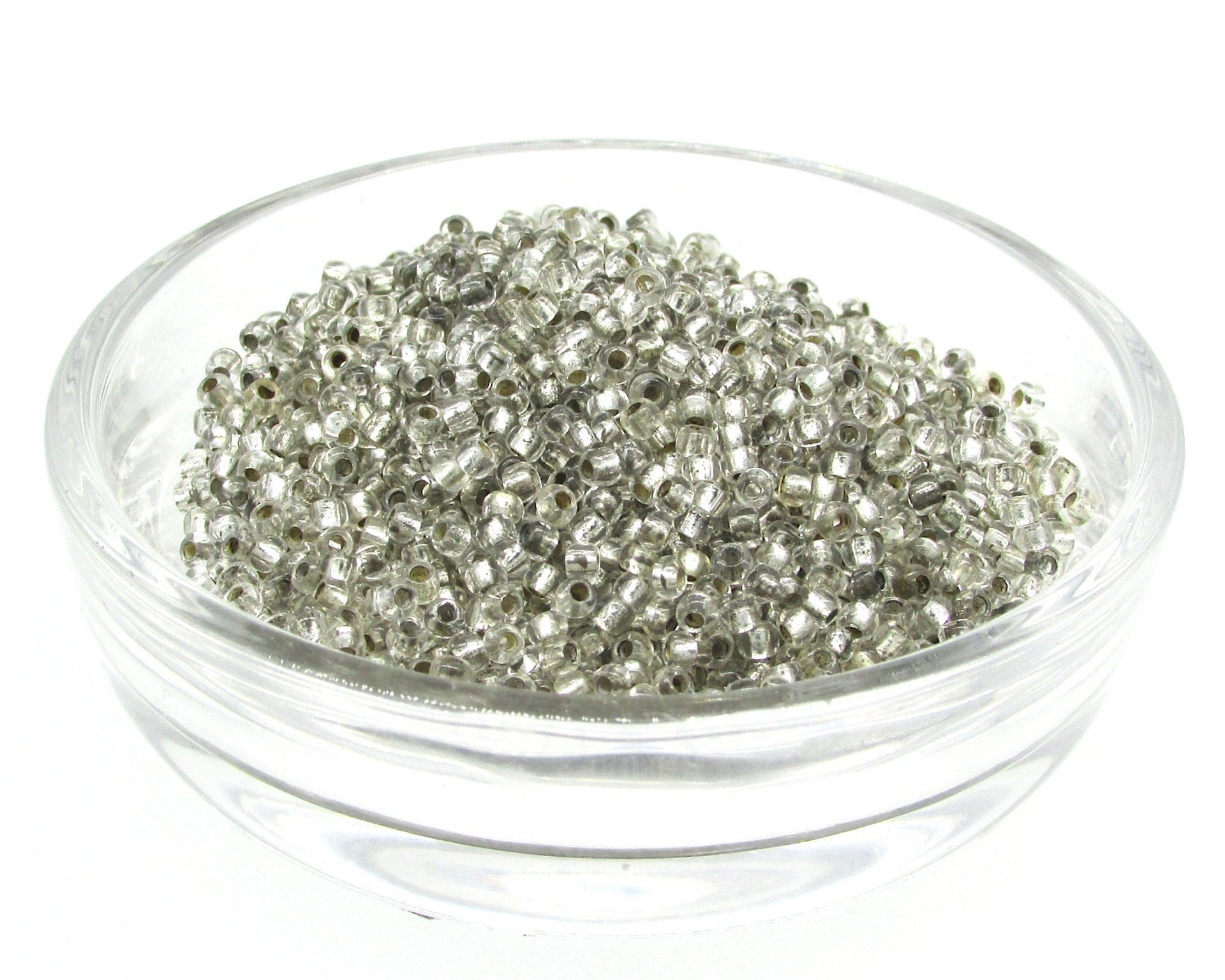 11/0 Seed Beads, Oxidized Silver Lined Clear Spacers