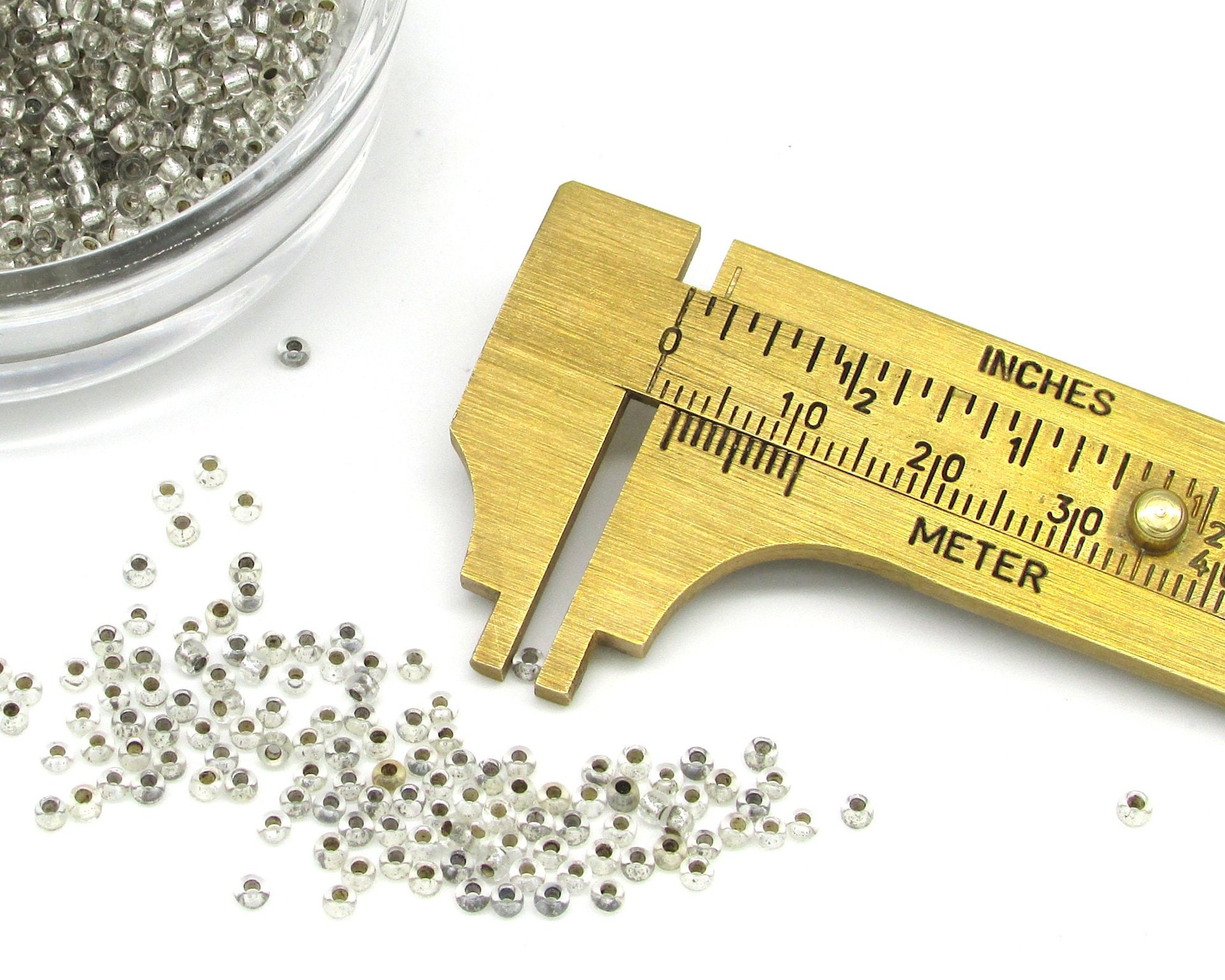 11/0 Seed Beads, Oxidized Silver Lined Clear Spacers