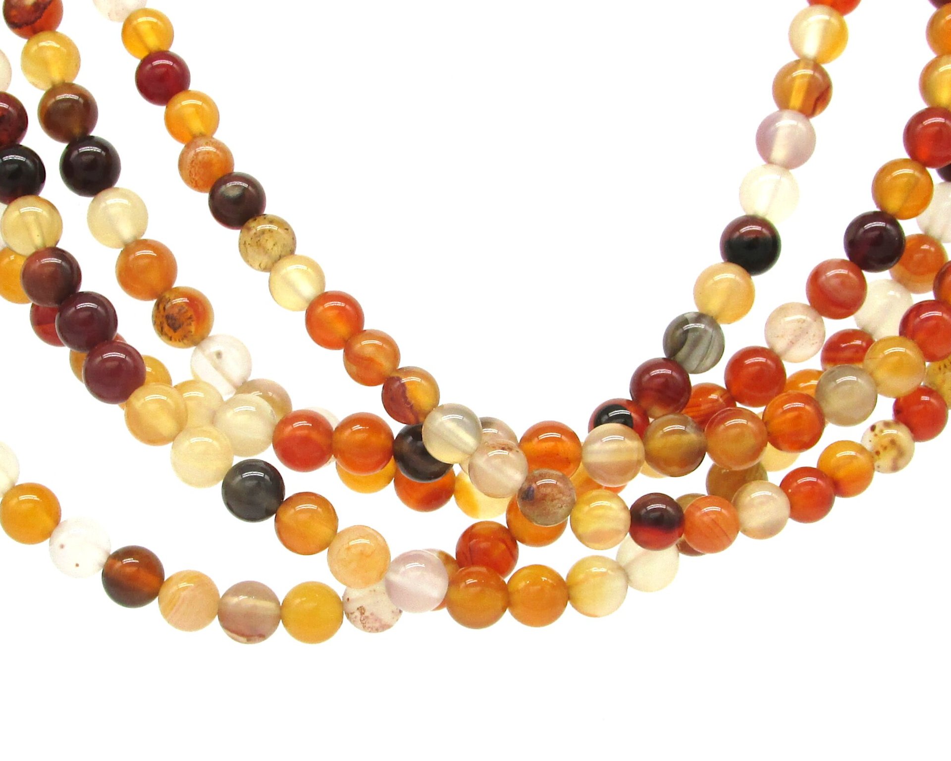 4mm Round Gemstone Beads, Polished Natural Carnelian 16 Inch Strand